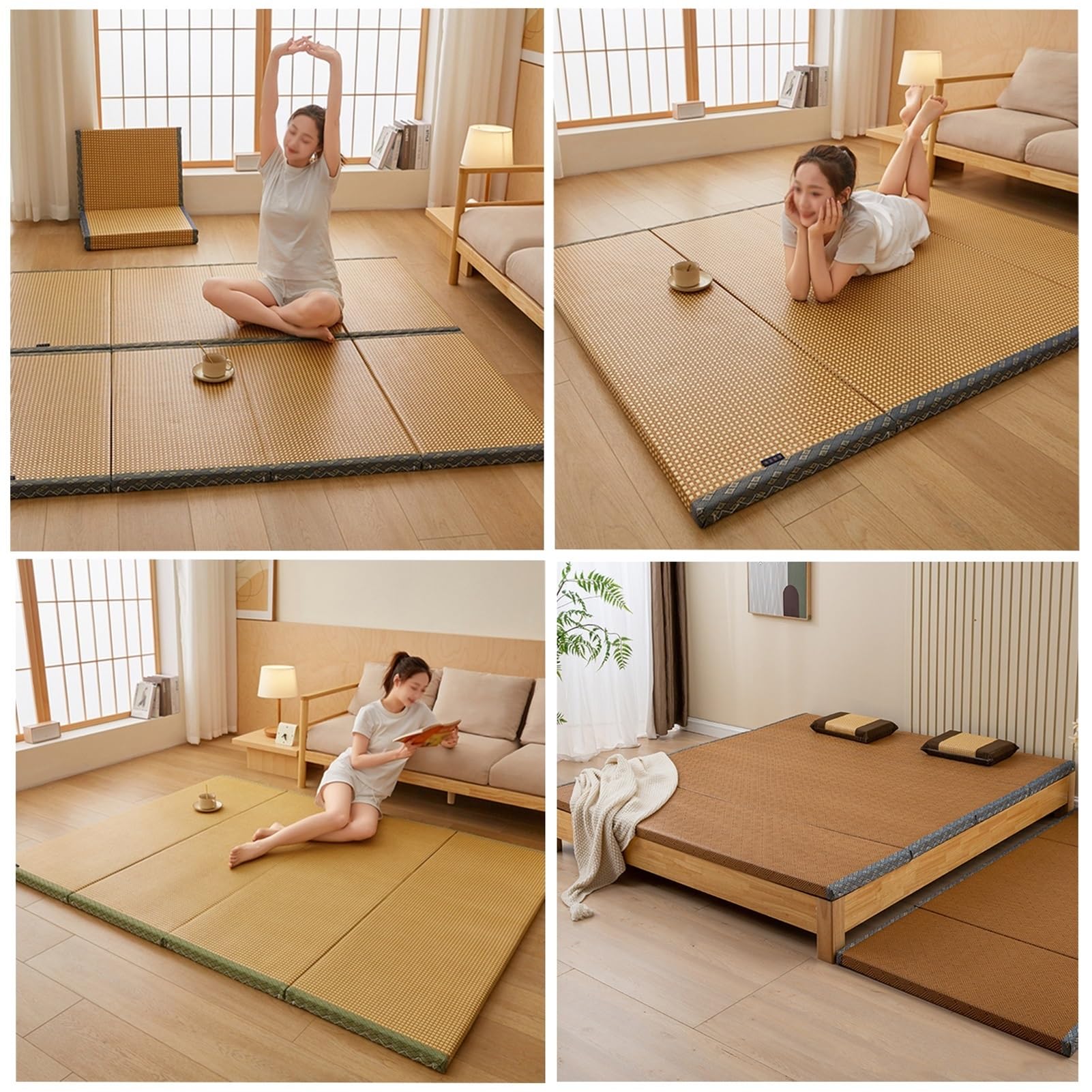Materassino Pieghevole Futon, Tatami Giapponese Da Pavimento, Tappetino Materasso per Dormire, per Meditazione Yoga Sala Zen Palestra(Brown,60 x 180 cm)