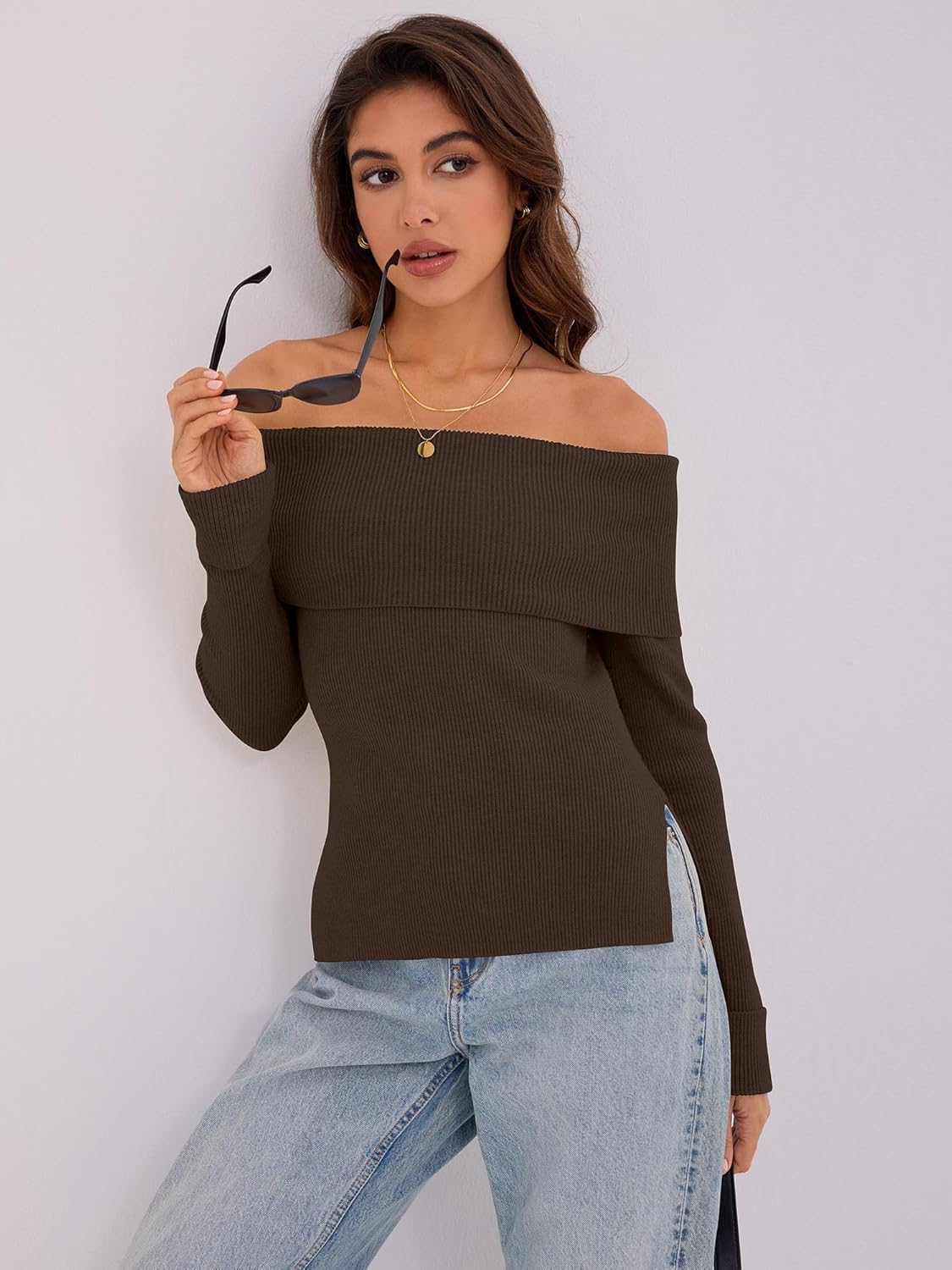 ZAFUL Womens Off The Shoulder Pullover Sweater Long Sleeve Fall Ribbed Knit Tops Sexy Y2K Outfits - Image 5