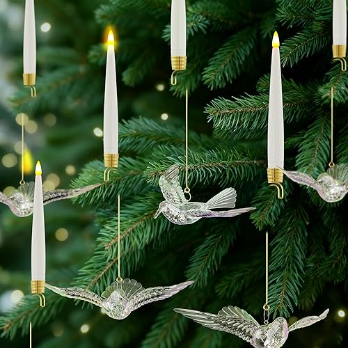 Miniatura 13 de Velas de árbol de Navidad sin llama con control remoto, paquete de 12 velas LED que funcionan con pilas para árbol de Navidad, llama parpadeante