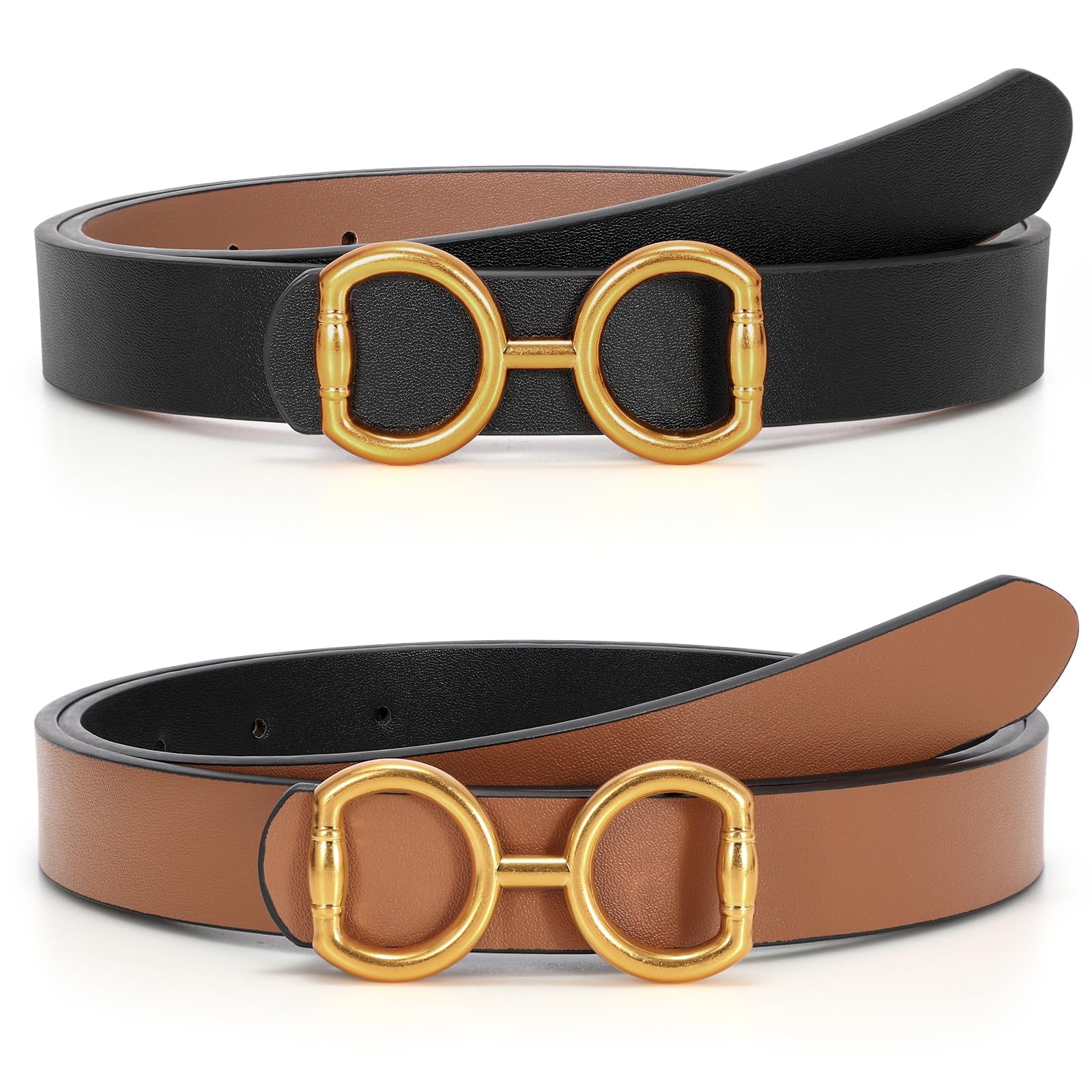 TRIWORKS Reversible Leather Belt for Women Fashion Ladies Belt for Jeans Pants Dress Width 0 9