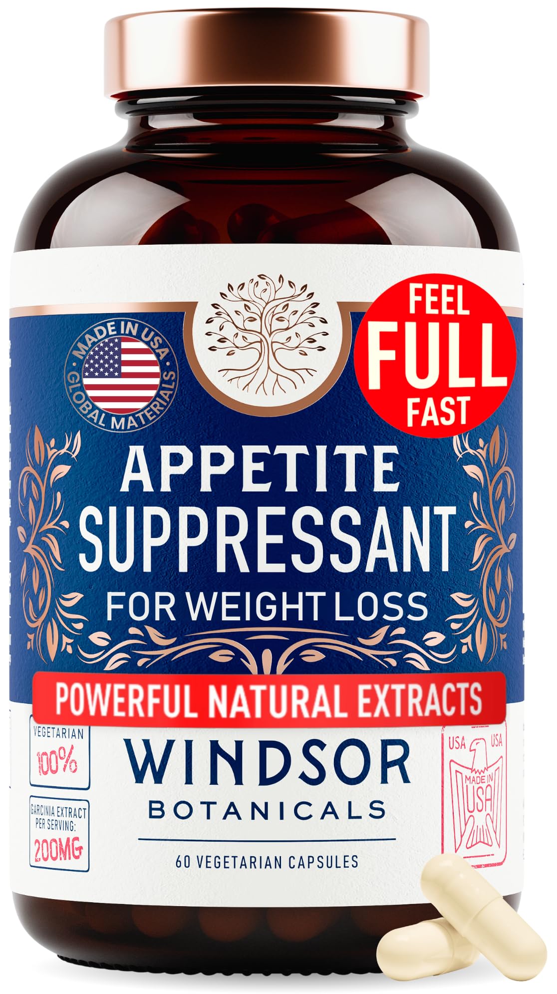 Appetite Suppressant for Weight Loss - Garcinia Cambogia, Glucomannan Appetite Control Supplements and Metabolism Booster for WeightLoss - Lose Weight Fast for Women and Men - 60 Veggie Diet Pills