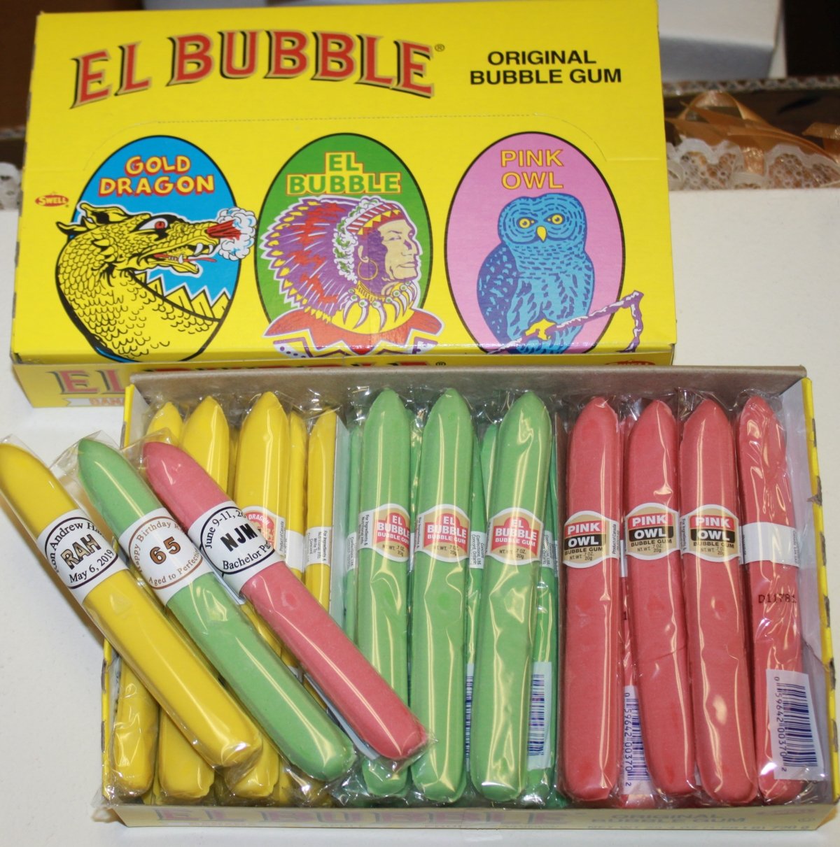 Personalized Bubble Gum Cigar Box of 36 Cigars with