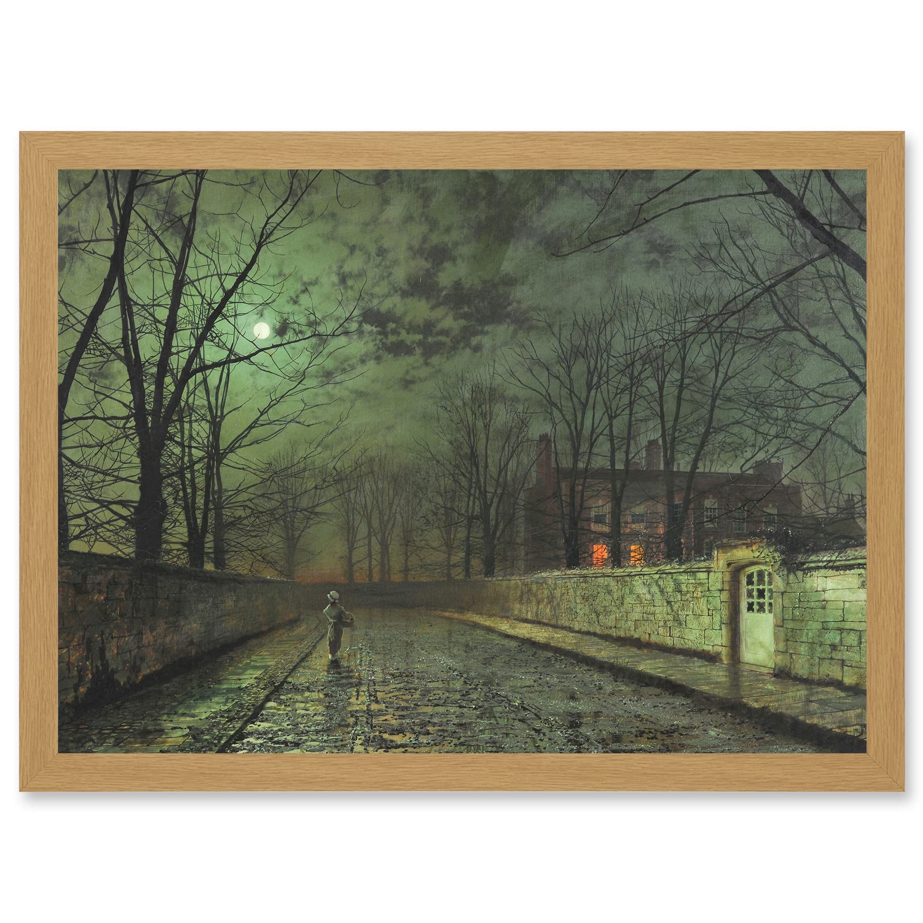 Artery8 John Atkinson Grimshaw Moonlit Street Old Master Painting Artwork Framed Wall Art Print A4
