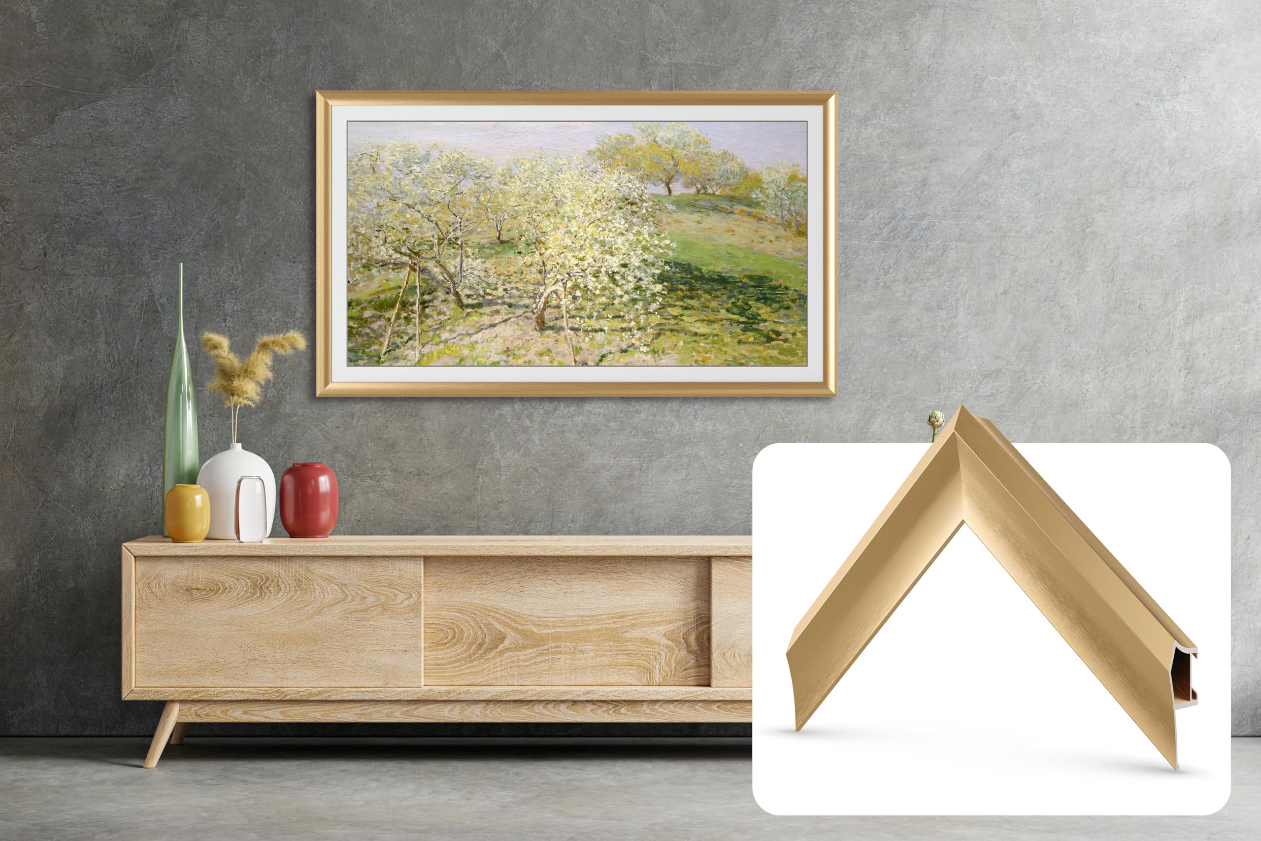 Deco TV Frames Alloy Prismatic - Pale Gold Bezel Compatible ONLY with Samsung The Frame TV (3” Color Chip)