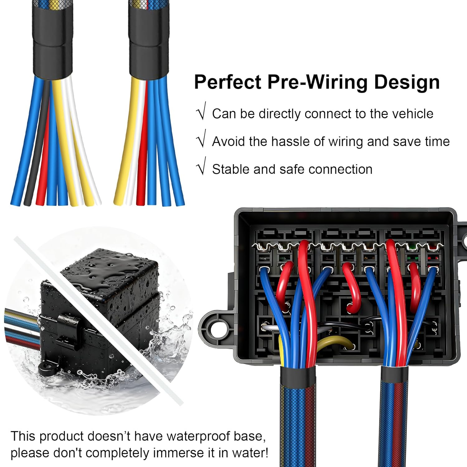 12V 9 Way Pre-Wired Fuse Relay Box, 3 Relays and 9 ATC/ATO Blade Fuses, 4-Pin 40A Relay Block and Kit, for Cars Truck Marine Boat Jeep