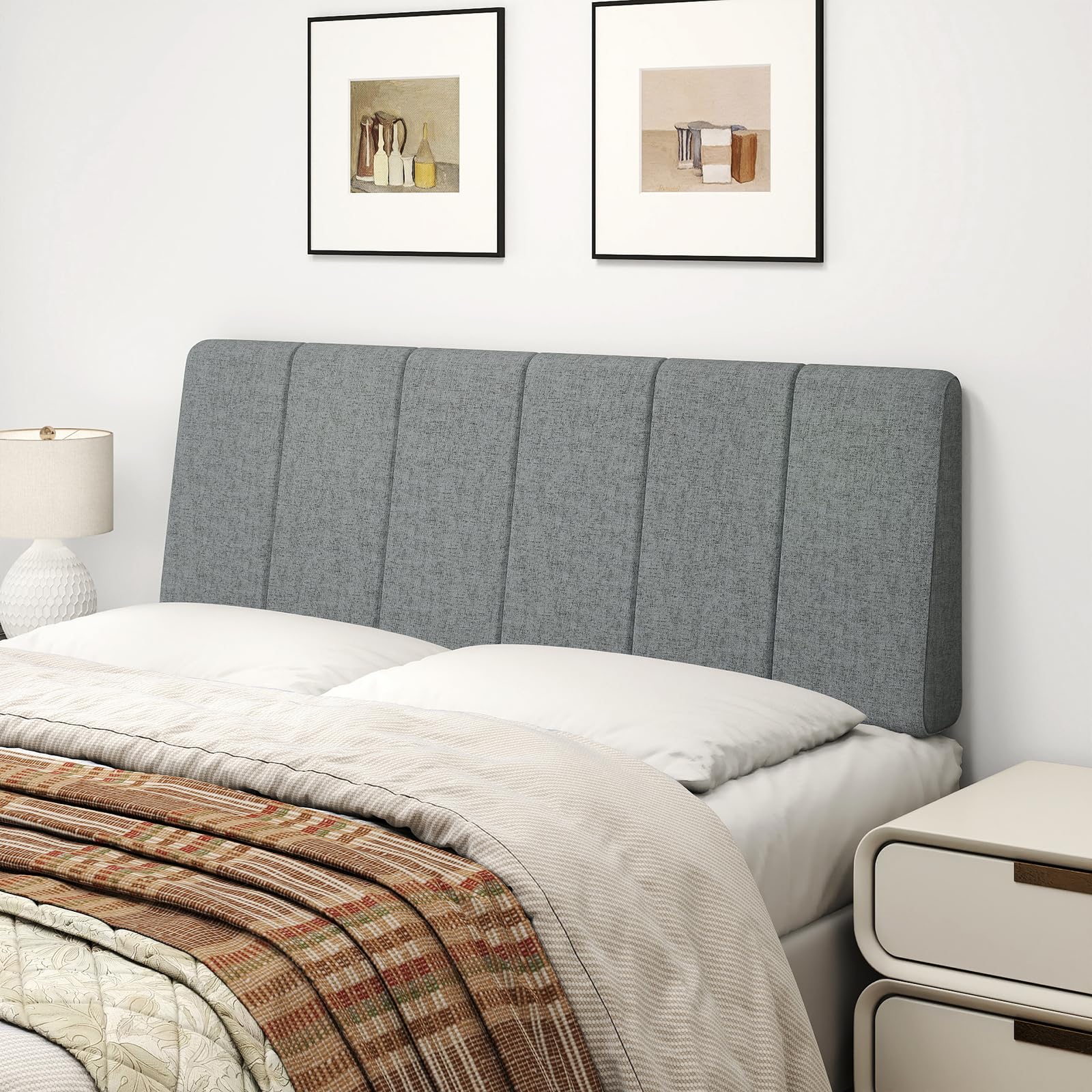 Liiwepo Full Size Headboard Only-No Assembly, Upholstered Headboard Full Size Linen Fabric Modern Style Headboards Extra-Thick, Dark Gray