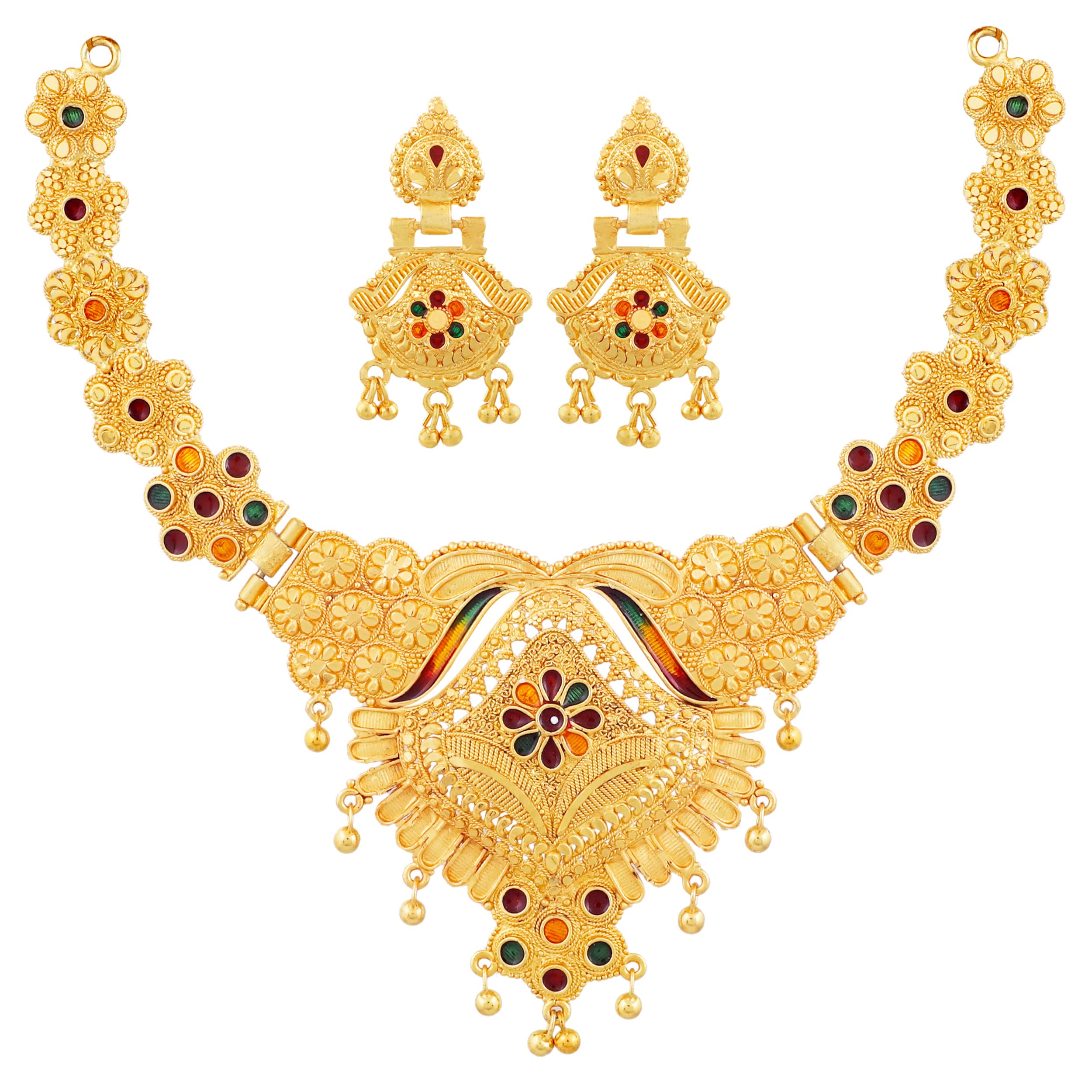 Mansiyaorange Traditional Floral Golden Multi Choker Jewelry/Jualry/Necklace/Jewellery/julry Set For Women(5.1 Inch Long) (B0BG28GSLD) Amazon Price History, Amazon Price Tracker