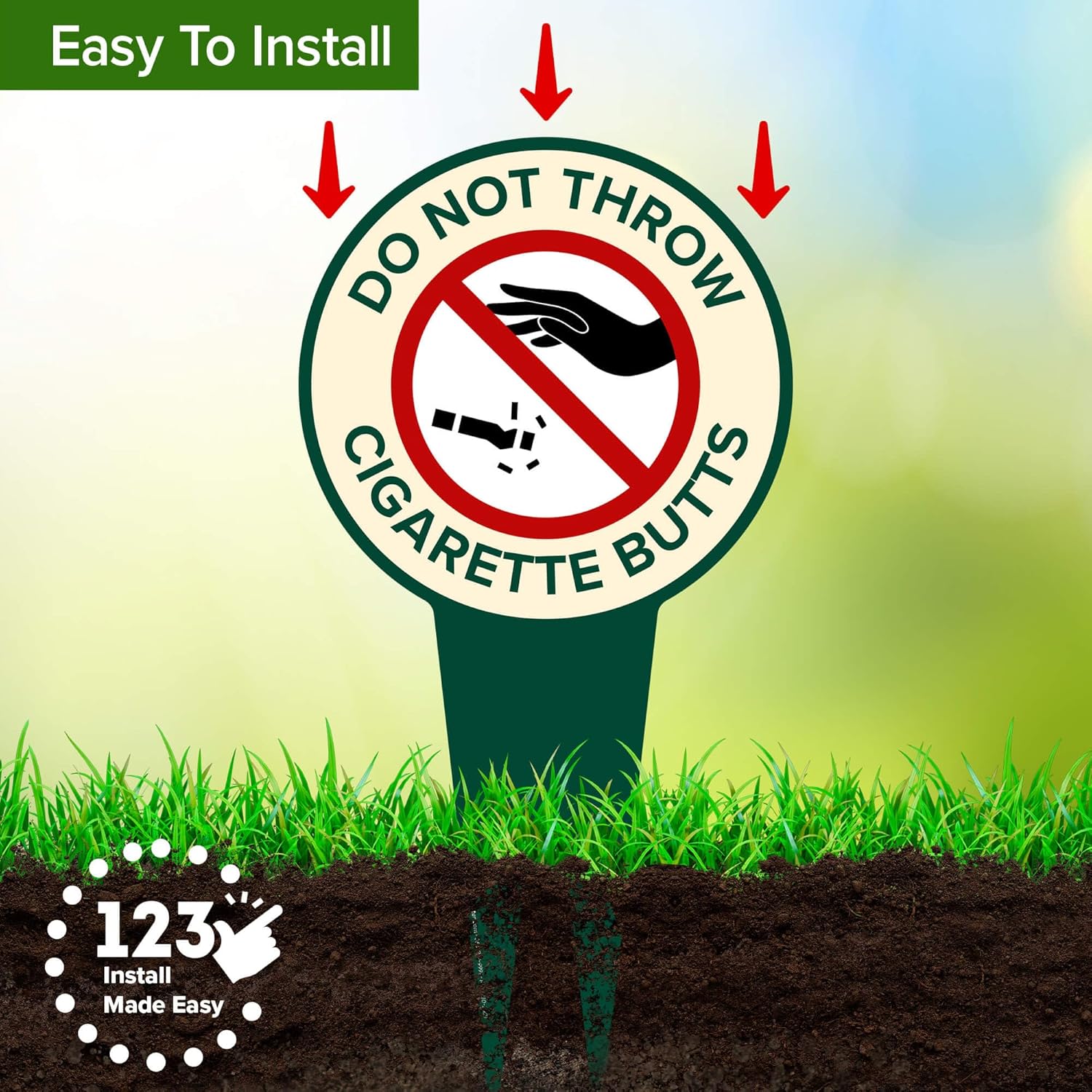 Do Not Throw Cigarette Butts Sign, 11"x21", Heavy Duty Integrated Ground Stakes, Indoor/Outdoor Use, Rust Free Aluminum Composite, Made in USA by My Sign center