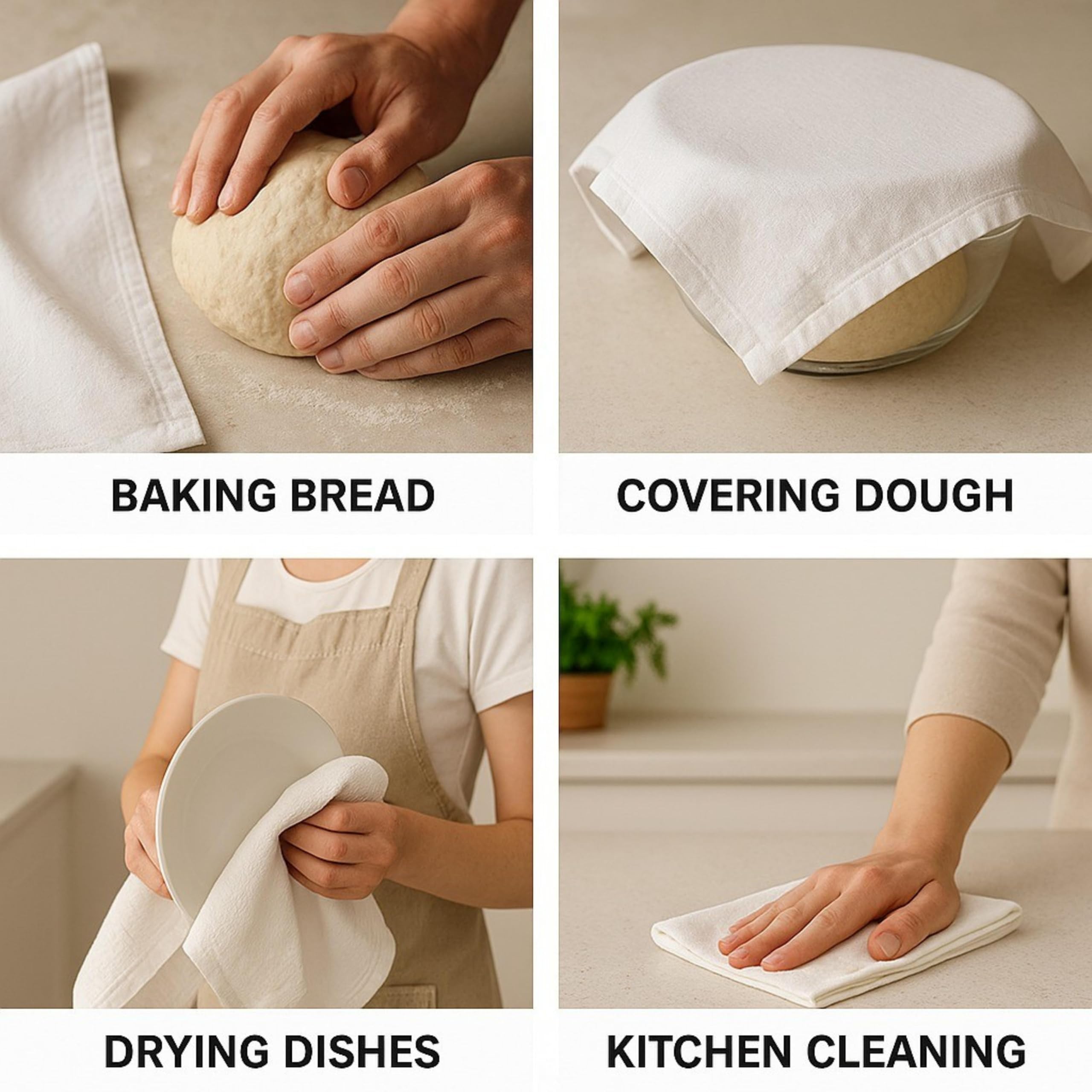 Asciugamani per sacco di farina, strofinacci per artigianato, asciugamani da cucina in cotone bianco per ricamo, copertura in lino per lievitazione del pane, spessi e assorbenti ad