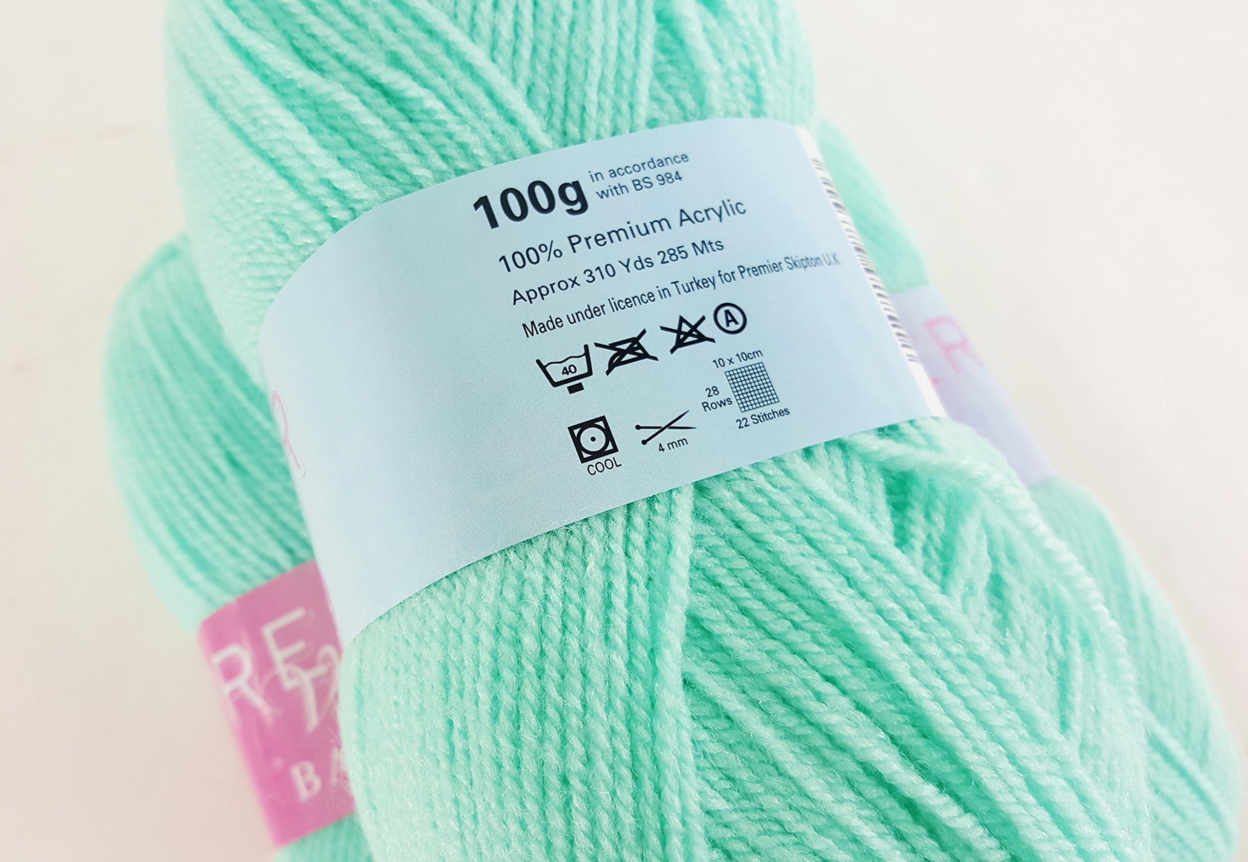 Love2Sleep PREMIER VALUE BABY DOUBLE KNIT YARN WOOL ACRYLIC 1 PACK (100G) - MINT, 310 yards