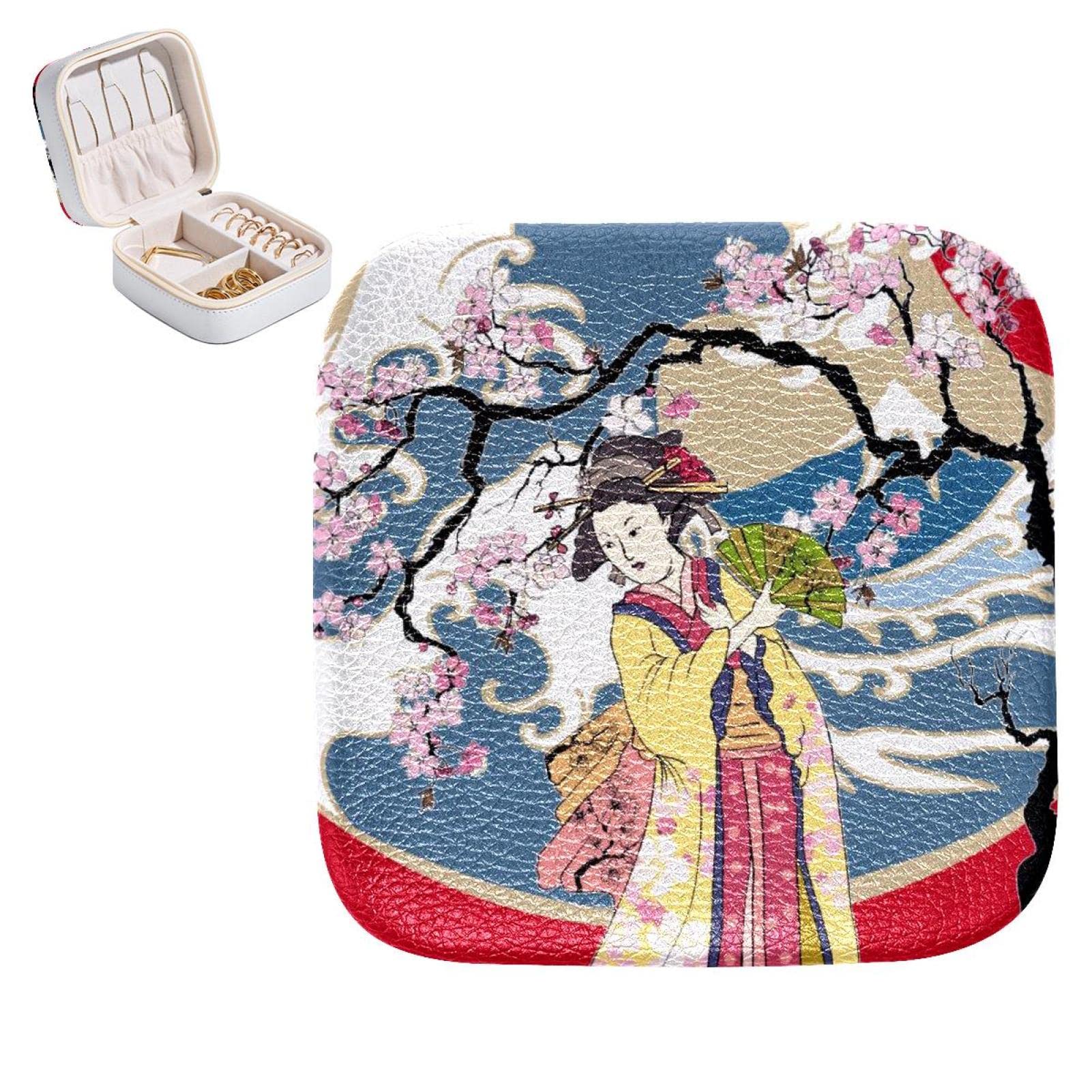 Boîte à bijoux japonaise en similicuir avec compartiments de protection anti-rayures