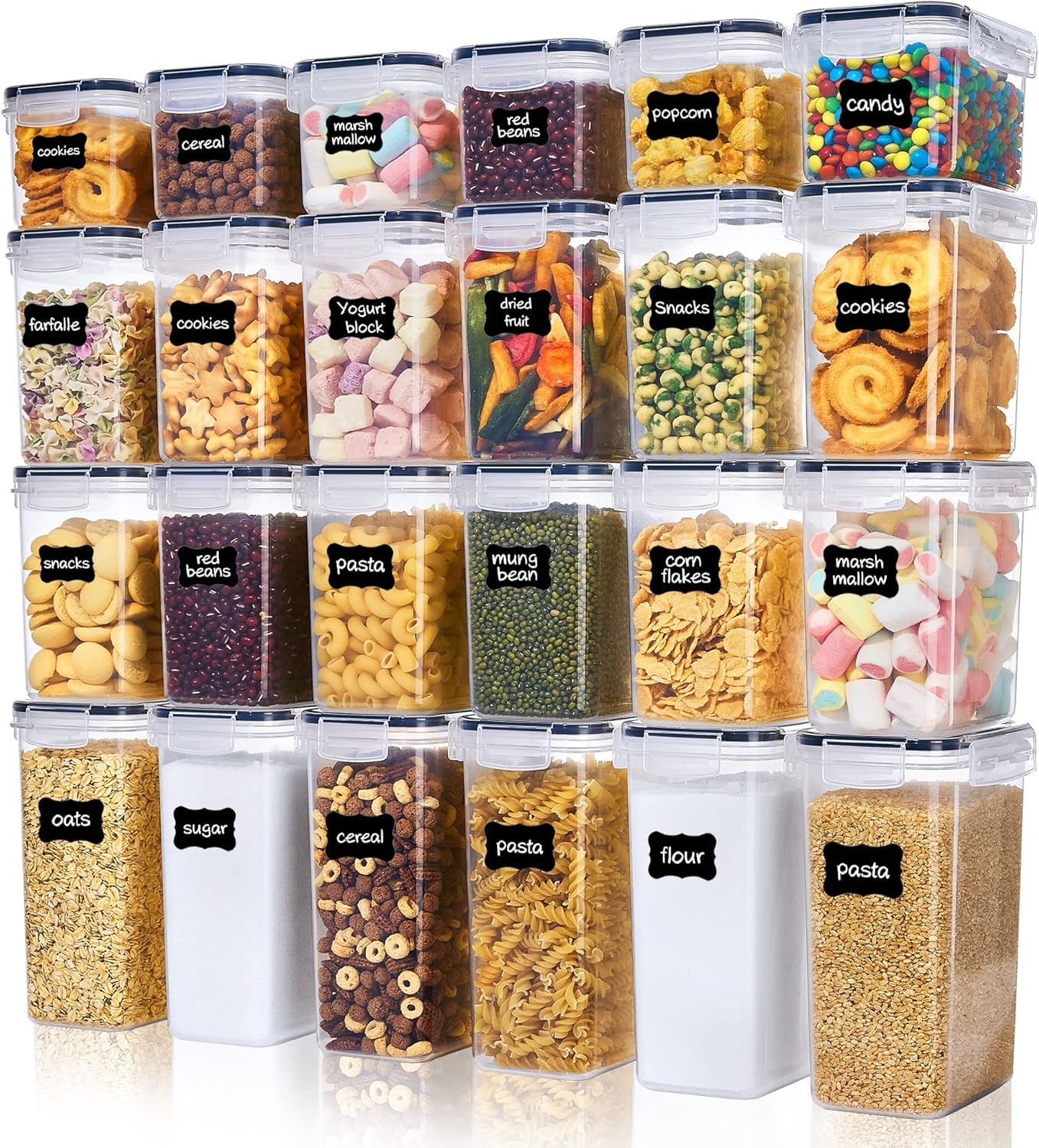 Vtopmart Set 2 Contenitori Per Frigorifero Con 4 Scomparti, Divisori Rimovibili, Impilabili, Trasparenti, Senza BPA, Per Bustine Tè, Snack, Spezie, 26x15x9 Cm