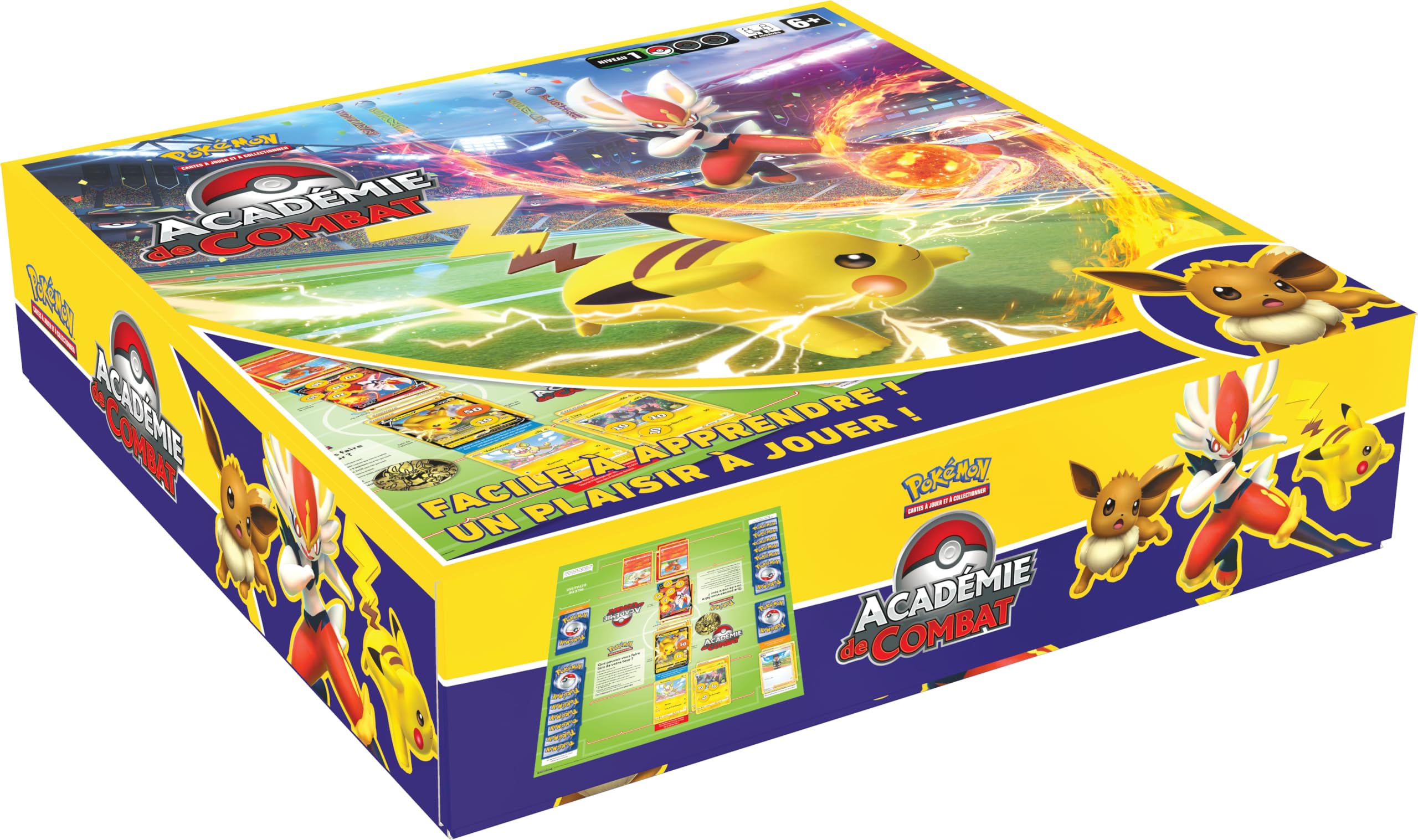 Pokémon Jeu de Cartes à Collectionner Académie de Combat du JCC Pokémon (Pyrobut-V, Pikachu-V et Évoli-V)