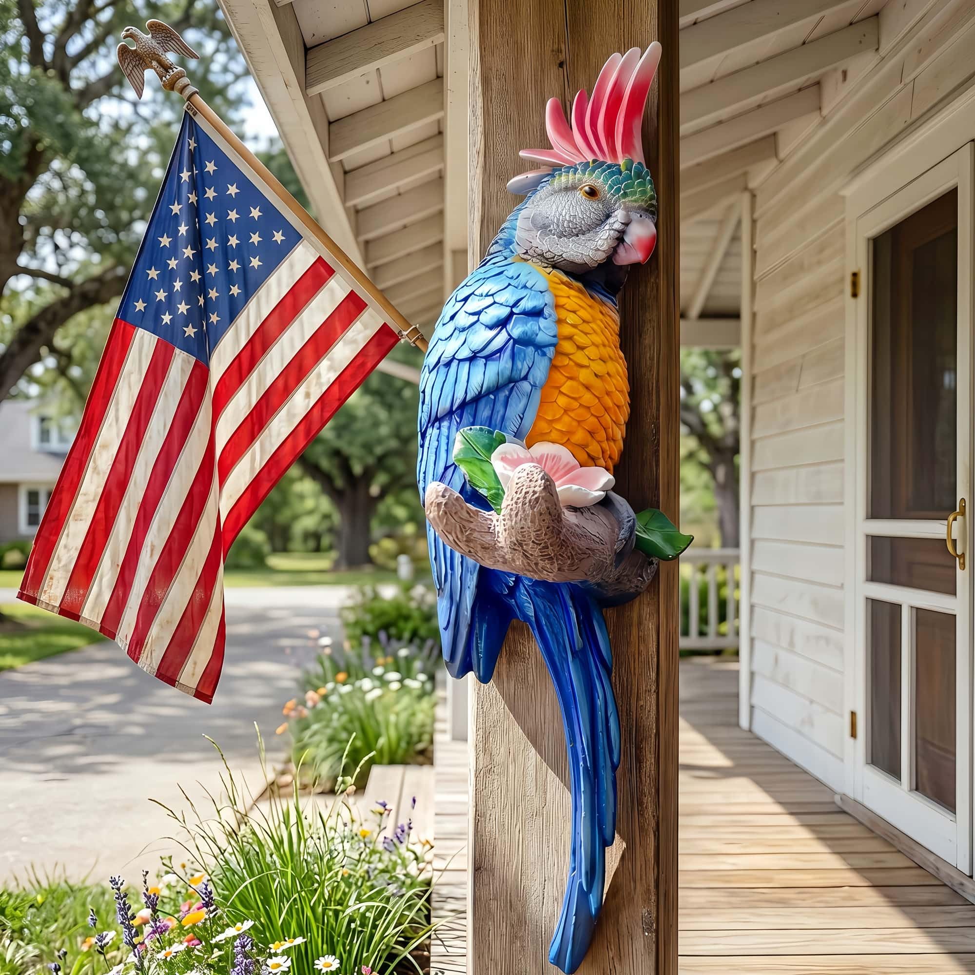 Euiroet Tropical Hanging Parrot Decor,Real Resin Bird Figurines,Bird Statues,Home Ornament Decor for Tiki Bar,Perfect for Yard Ornaments,Tree Decorations Outdoor,Patio,Lawn,Tree Trunk, Porch