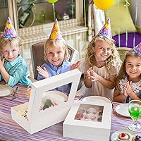 Vista 7 de LotFancy 12 cajas para cupcakes, paquete de 8, recipientes para cupcakes con ventana con capacidad para 96 cupcakes, soportes para cupcakes de grado