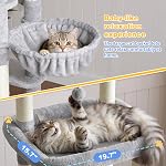Hey-brother Tour des arbres de chat, 71.5 Inches Scratching Posts avec Extra Large Platform, 2 Condos confortables, 2 Hamacs et planches à gratter, Maison multi-niveaux pour chats intérieurs multiples, Gris clair MPJ085W