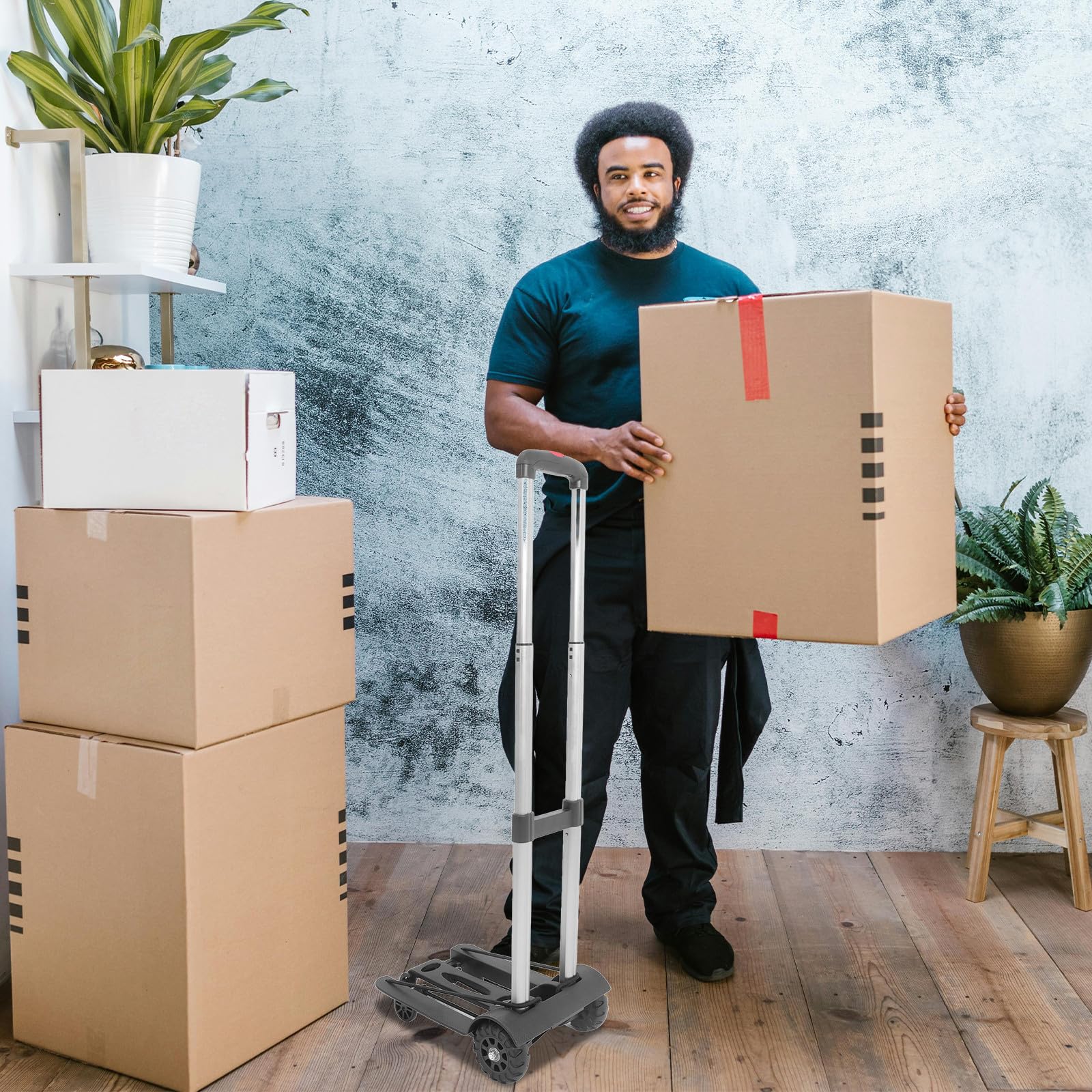 Carrello Portapacchi Pieghevole Leggero con Ruote Resistenti e Manico Regolabile Carrello Spesa Richiudibile Compatto per Bagaglio e Trasporto Versatile
