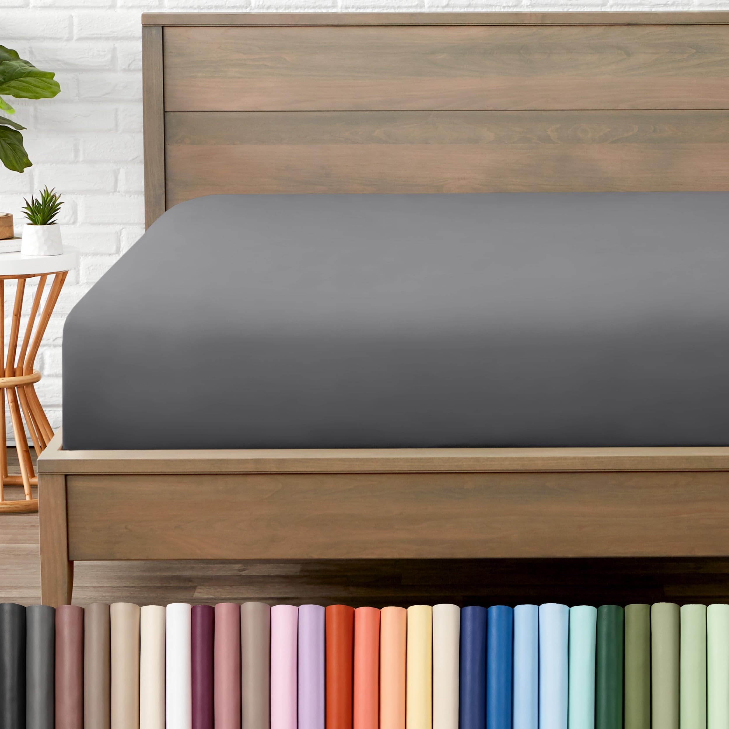 Photo 1 of Bare Home King Fitted Sheet - 1800 Ultra-Soft (King, Grey)