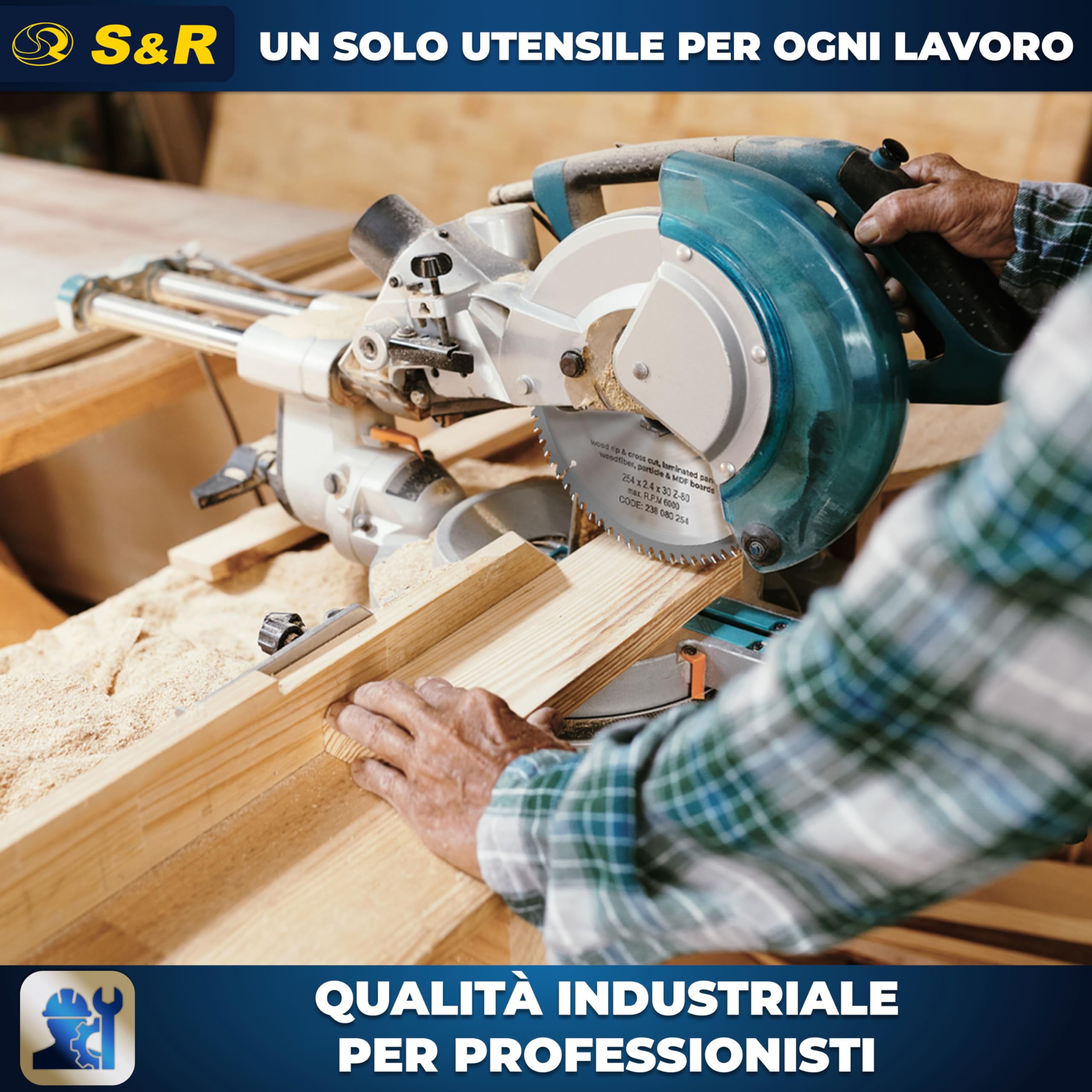 S&R Lama per Sega Circolare 254. Disco Smerigliatrice Taglio Legno Professionale (254 x 30 x 2,4mm 80 Denti) compatibile con sega a immersione e sega circolare Bosch e Makita