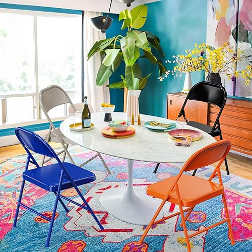 Miniatura 5 de VINGLI Sillas plegables con marco de metal de acero, capacidad de 350 libras, duraderas, portátiles y versátiles para uso en interiores y