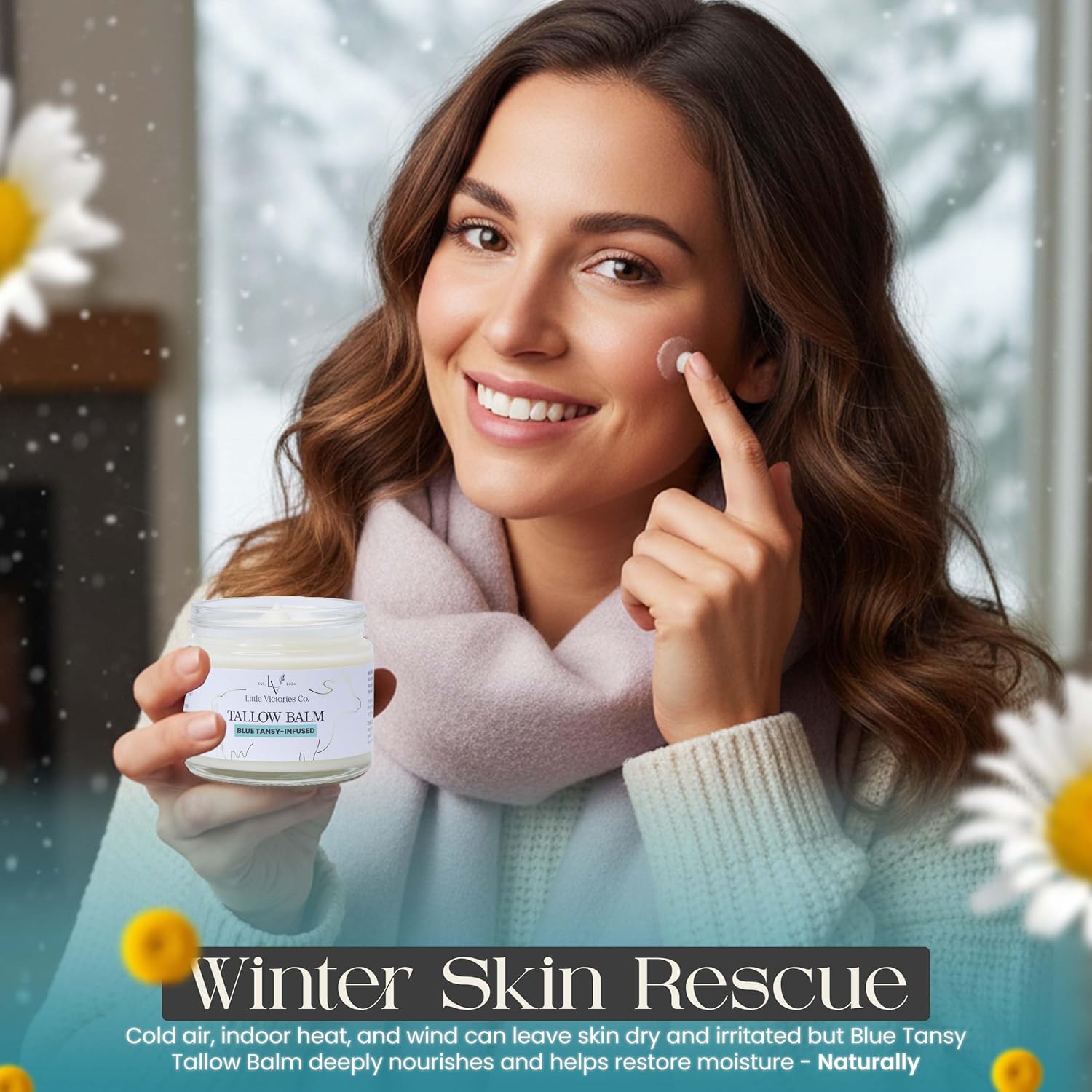 2.0 floz Grass Fed Beef Tallow and Honey Balm – Blue Tansy Organic Beef Tallow Balm for Skin is Ideal for Eczema, Stretch Marks, Psoriasis, Itching – Beef Tallow for Face & Body Moisturizer - Image 2