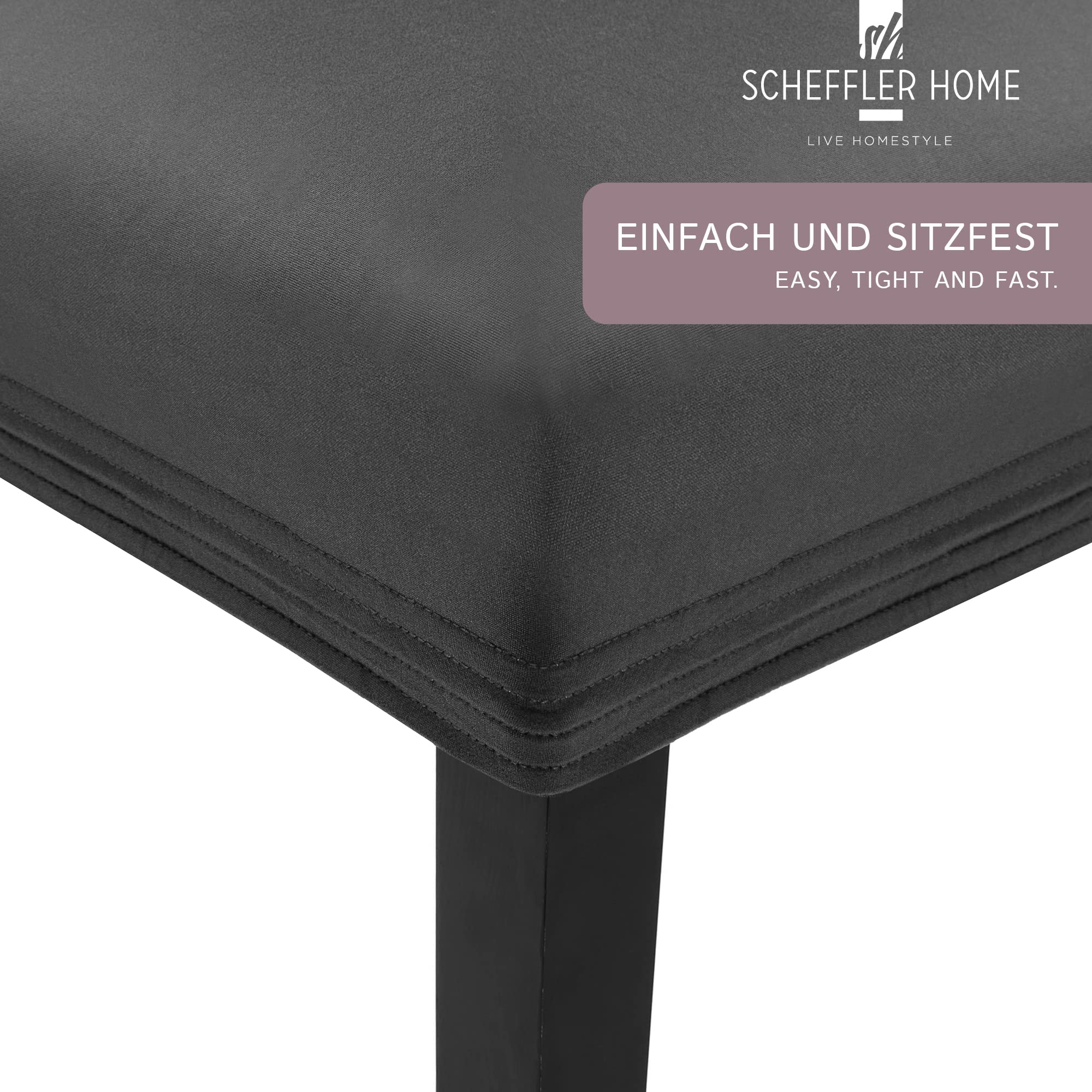 Scheffler Home Stuhlhussen Grau 4er Set für Schwingstühle Leni