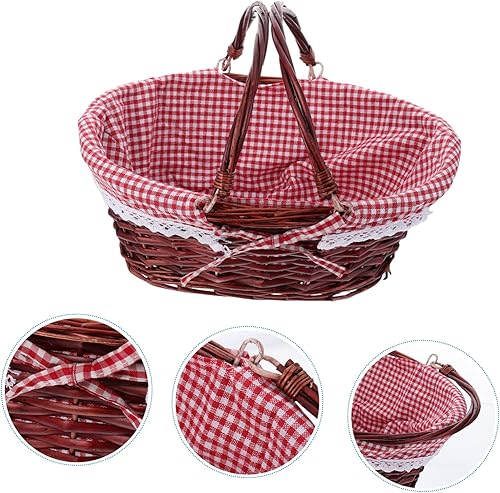 Miniatura 5 de Sosoport 1pc Woven Basket Creative Fruit Basket Willow Picnic Basket Easter Egg Basket Seagrass Basket Handle Picnic Basket Woven Easter Basket with