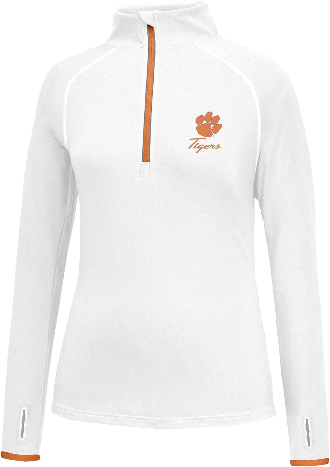 J. America NCAA Womens Script Logo Power Through Poly 1/2 Zip Sweater : Clothing