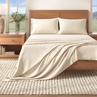 Great Bay Home Flannel Sheet Set Queen Size - 100% Turkish Cotton, Double-Brushed, Winter Bed Sheets - Ultra-Soft, Cozy, 4-Piece Bedding Set (Pristine Ivory)
