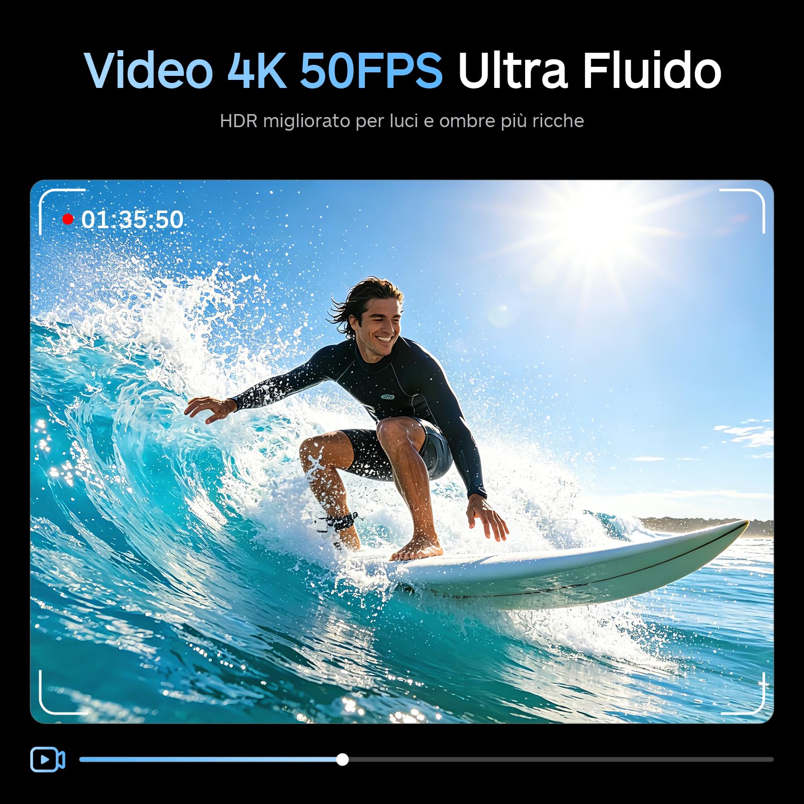 XTU S7 PRO Action Cam 4K 50FPS - Stabilizzazione Super 5.0, AI ISP, Sgancio Magnetico Rapido, Sensore 1/2'' 48MP, WiFi 6, Correzione Orizzonte 360° per Moto, Vlog e Viaggi
