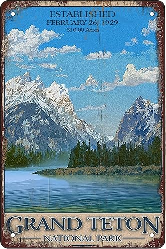 Miniatura 1 de Letrero de metal retro divertido en lata, Parque Nacional Grand Teton, para hombres y mujeres, decoración artística de pared para el hogar, bares,