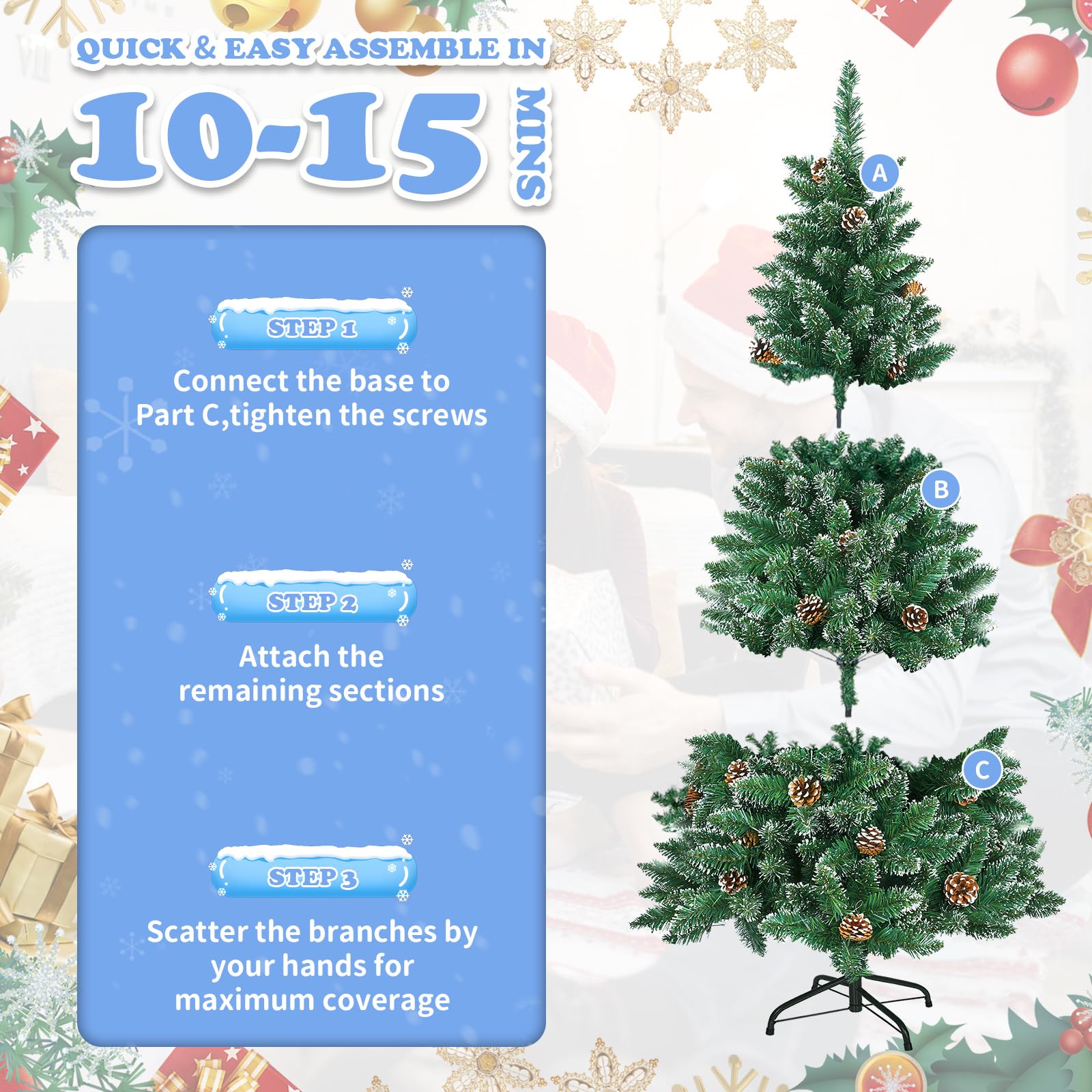 Sapin De Noël Artificiel Articulé Avec Pommes De Pin 180 Cm VidaXL