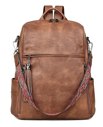 FADEON Leather Backpack Purse for Women Designer Travel Backpack Purses