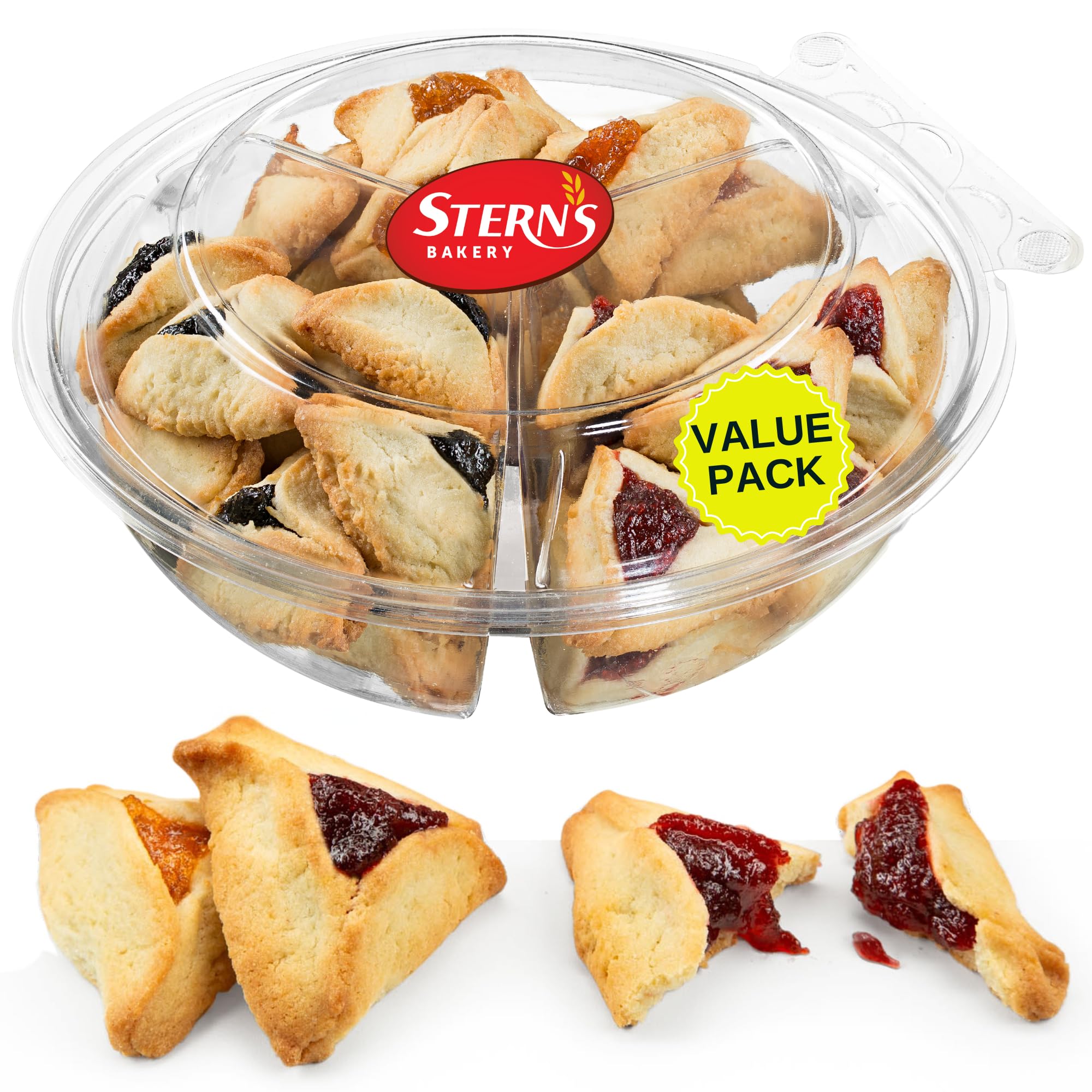 Hamentaschen Cookies for Mishloach Manot | Purim Gift Idea | Shortbread Cookies Filled with Apricot & Rasberry & Prune Jam | Kosher & Nut Free | Stern's Bakery