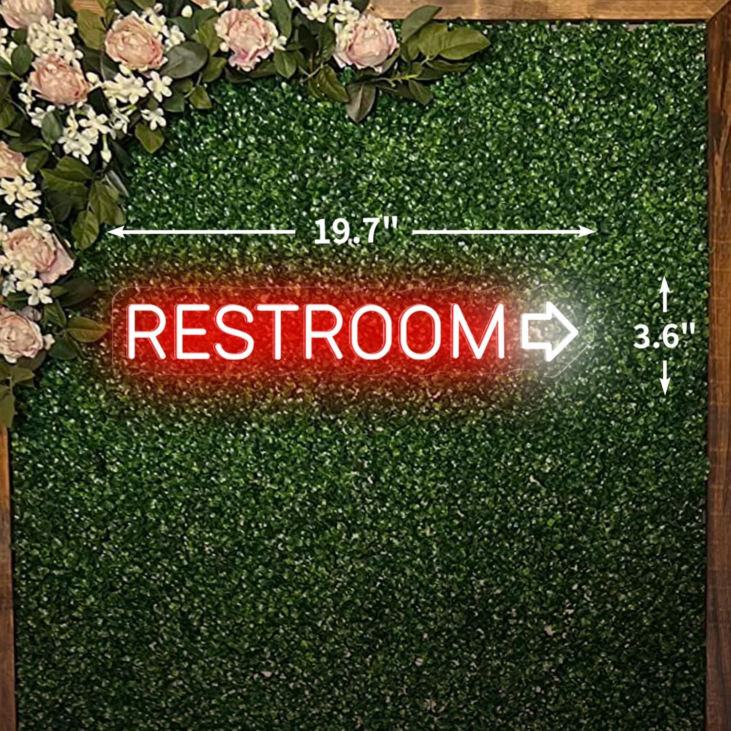 Custom Direction Neon Sign, Restroom, Bathroom, WC Sign with Arrow, LED Neon Light for Business, Bar, Hotel, Shop, Mall, Easy Mount Decor, 19.7x3.6"
