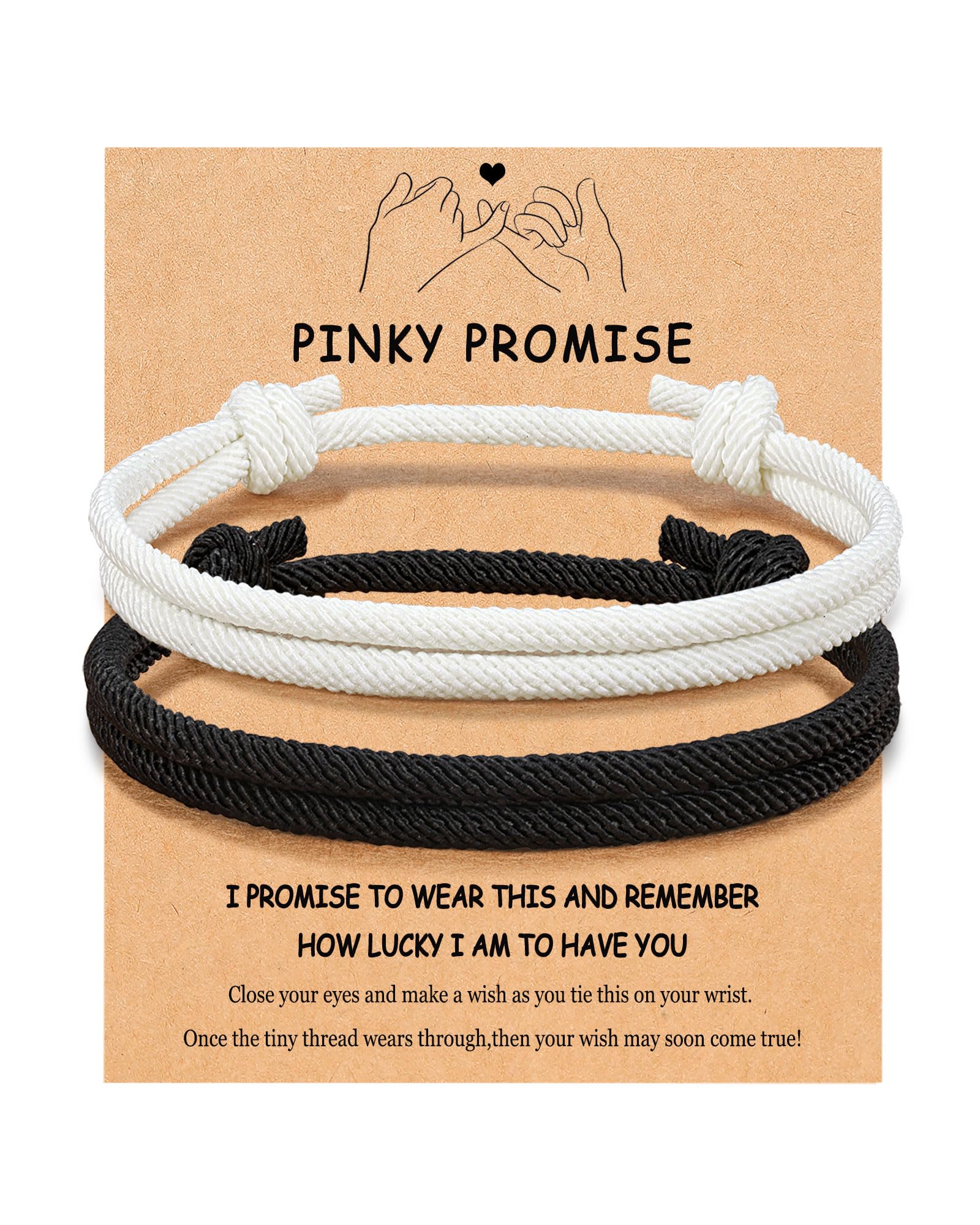 Adjustable Rope Couples Bracelets for Men, Boyfriend, Girlfriend, Soulmate, Husband, Wife - Anniversary Valentines Day Birthday Christmas Gift for Him and Her