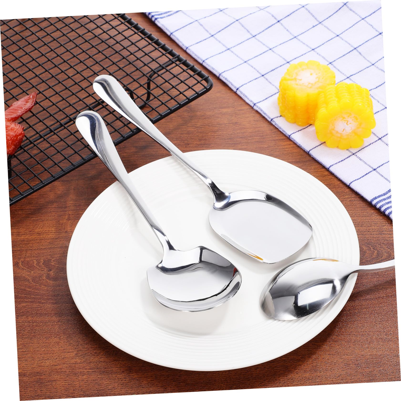 Cucharas de Servir de Acero Inoxidable para Buffet Cocina Mango Resistente y Fácil de Limpiar