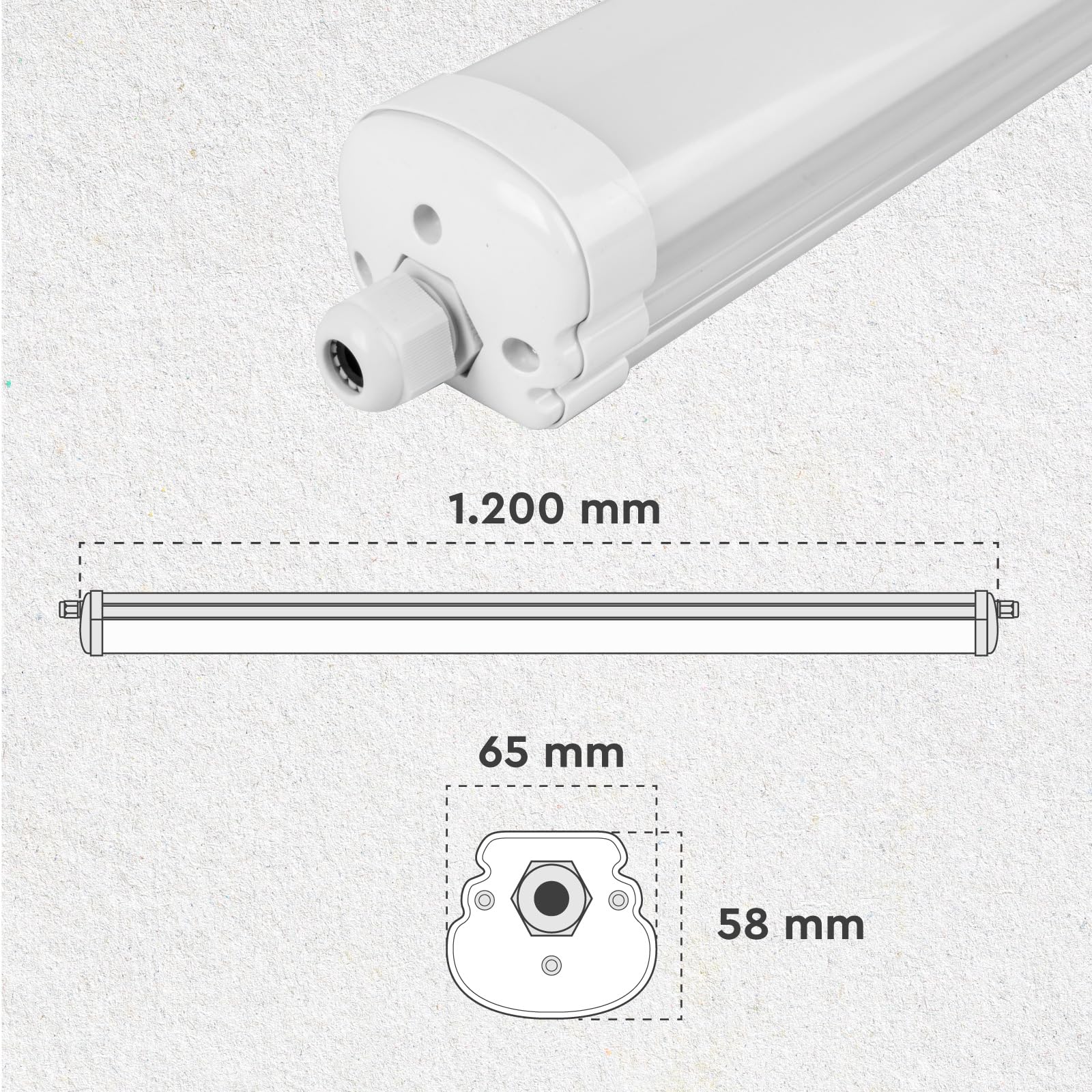 Eurocali 2 Plafoniere LED Impermeabili 36W 120CM 4320 Lumen Waterproof IP65 | Tubo Plafoniera Lineare LED SMD Luce Naturale 4000K per Box Garage Magazzino e Ufficio con Alta Luminosità 120 lm/W