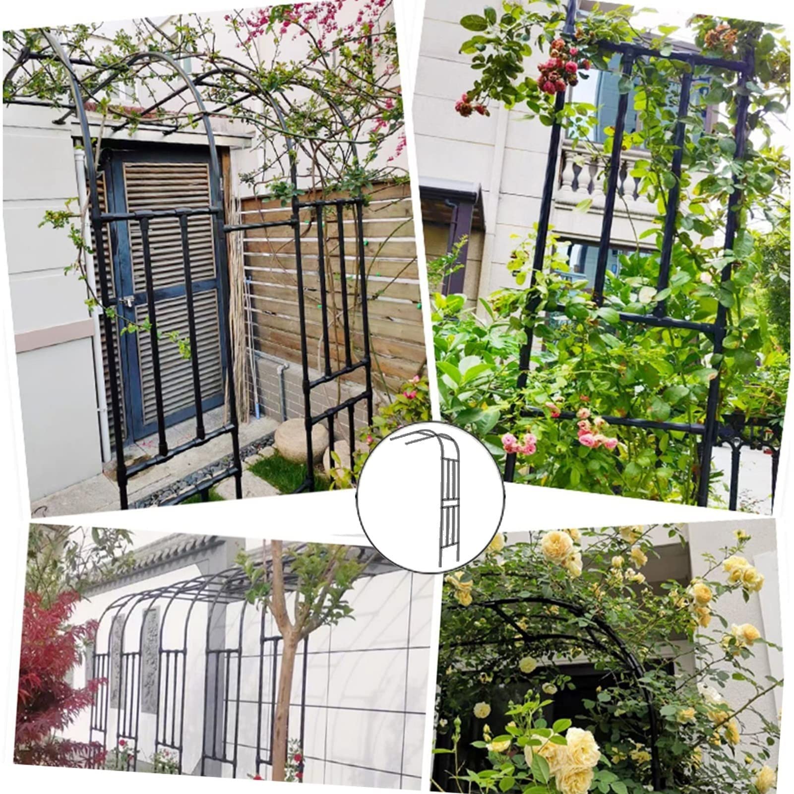 Arche De Jardin En Métal Galvanisé - Hauteur 2.2 M, Largeur 0.8 à 3.5 M, Base Amovible - Pour Plantes Grimpantes, Mariage