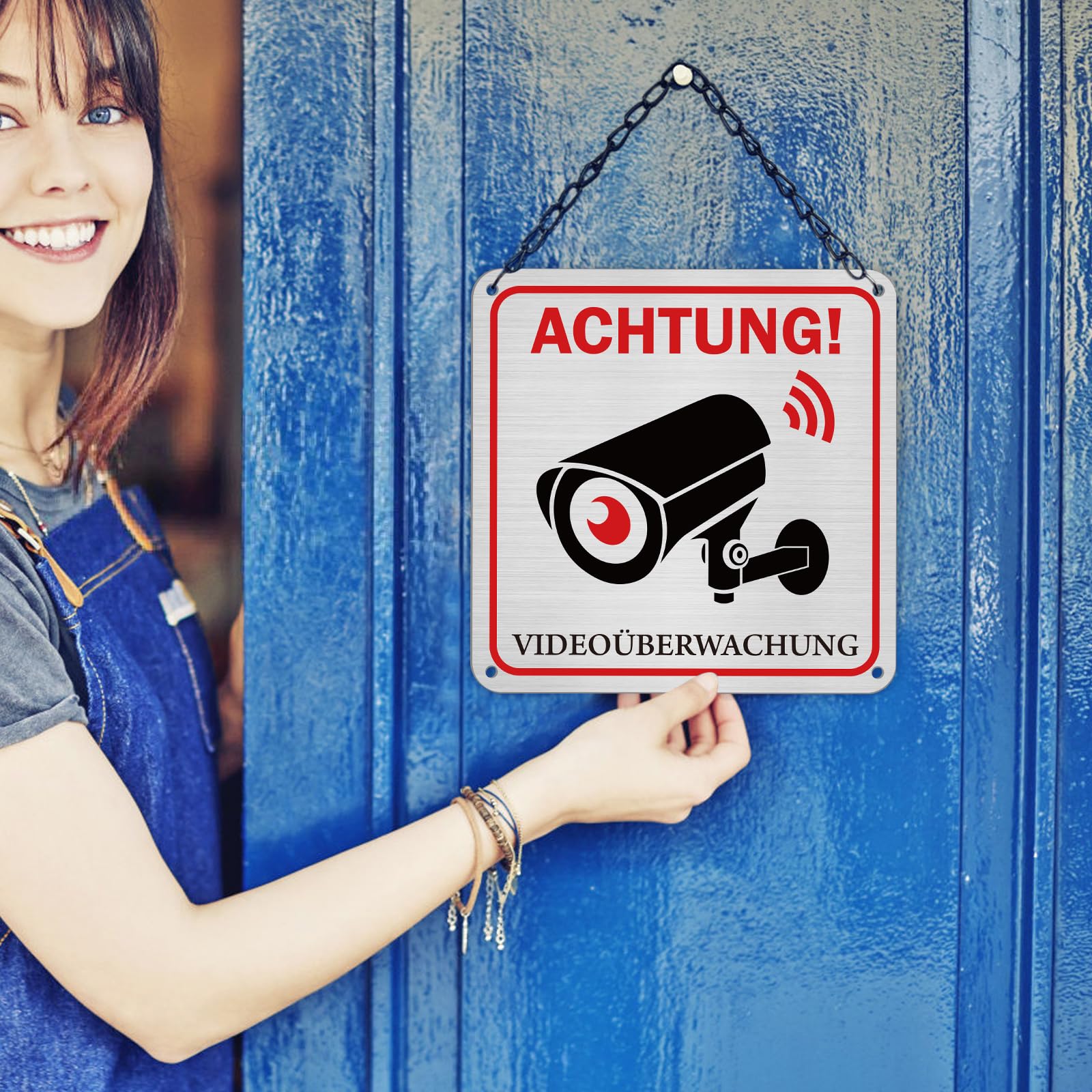 Lemicin Videoüberwachung Schilder 3 Stück – 15x15 Cm, Selbstklebend & Mit Bohrlöchern, Für Privatgrundstück