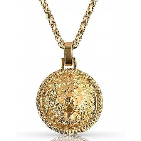 Forge & Foundry Men's Stainless Steel Lion Pendant with Adjustable 21
