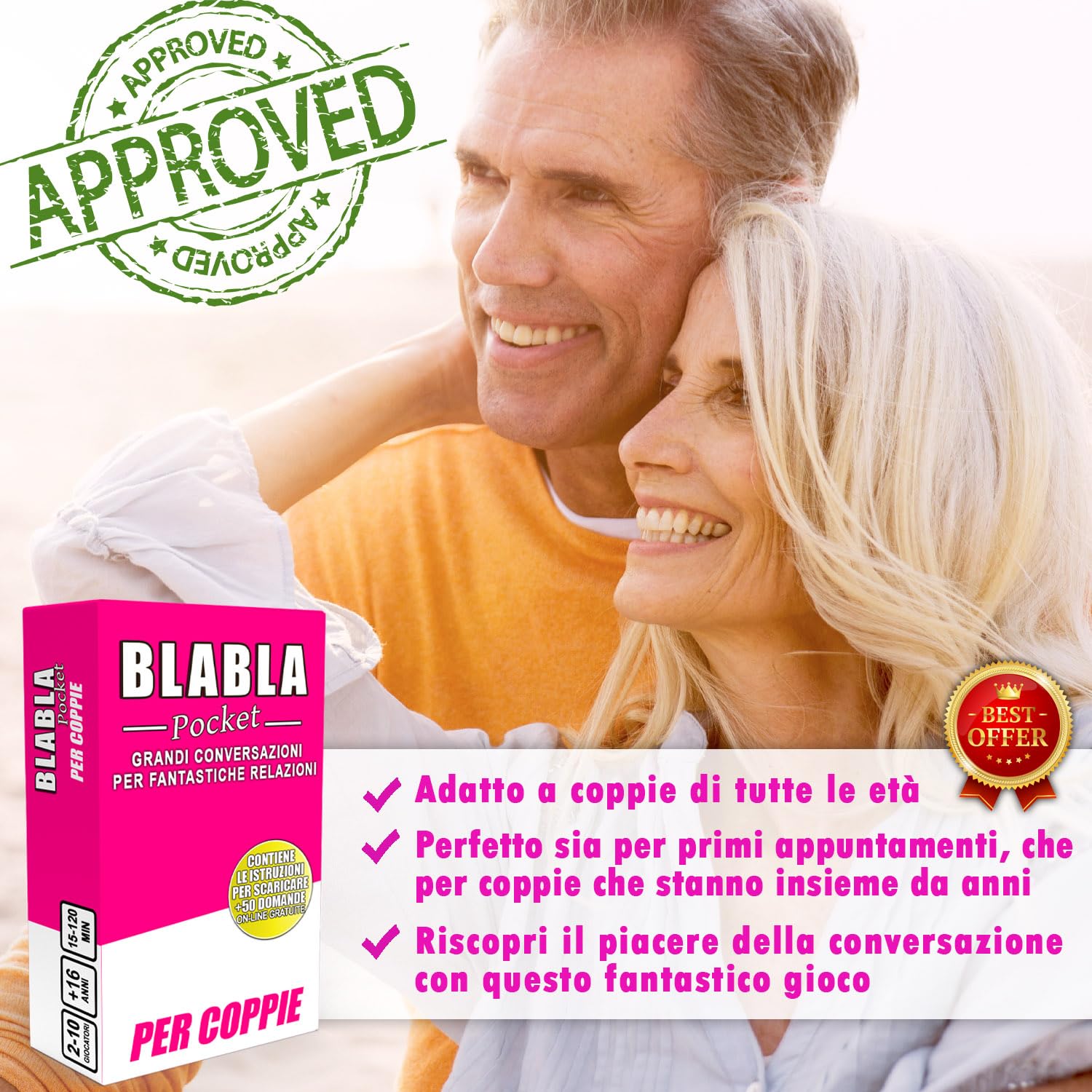 BLABLA Pocket PER COPPIE | Giochi da Tavolo per Adulti e Ragazzi - Gioco per Coppia - Carte da Conversazione per Conoscersi - Idee Regalo per Uomo e Donna, San Valentino, Anniversario, Compleanno