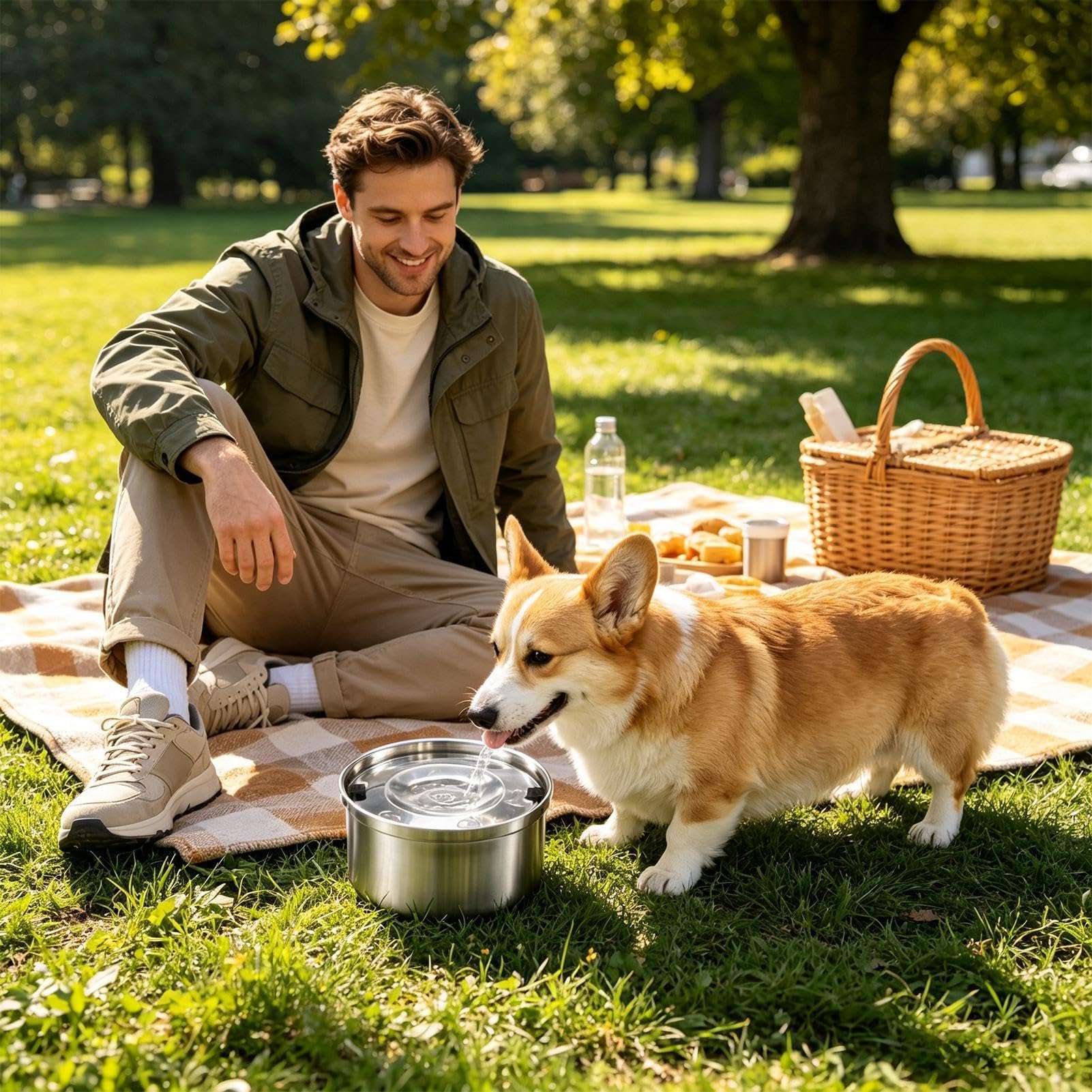 Cuenco para mascotas | Alimentador de acero antiderrames | Base