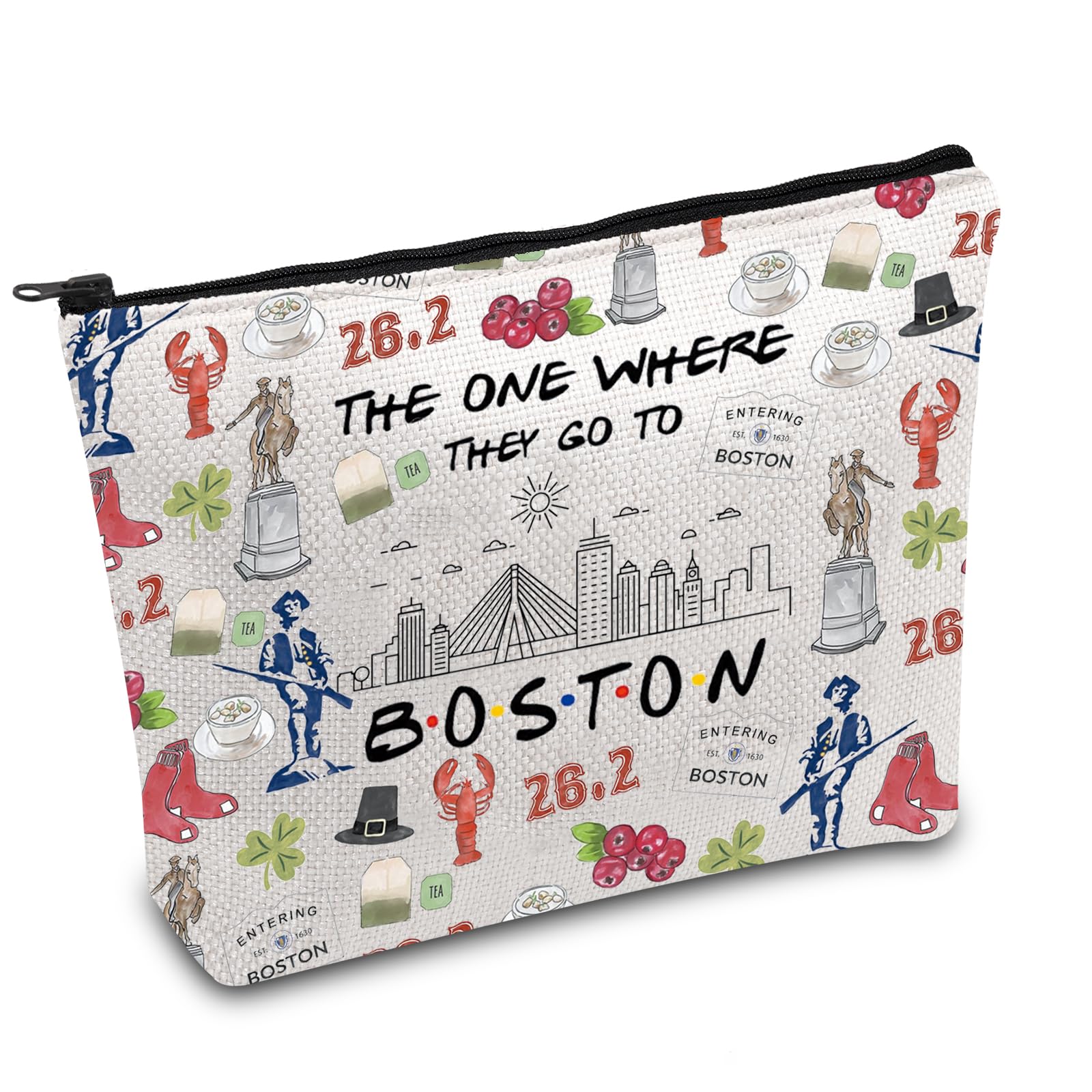 FOTAP Boston Trip Makeup Bag - Souvenir Travel Bag for Boston Housewarming or Vocation Gifts