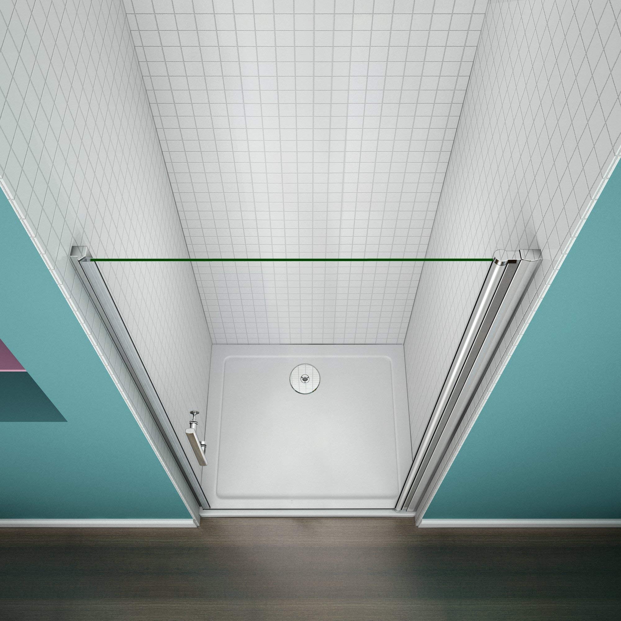 Box Doccia Per Nicchia Porta Battente 6mm Vetro 70x197cm | Cromo Lucido Telaio, Anticalcare, Trasparente Vetro Temperato