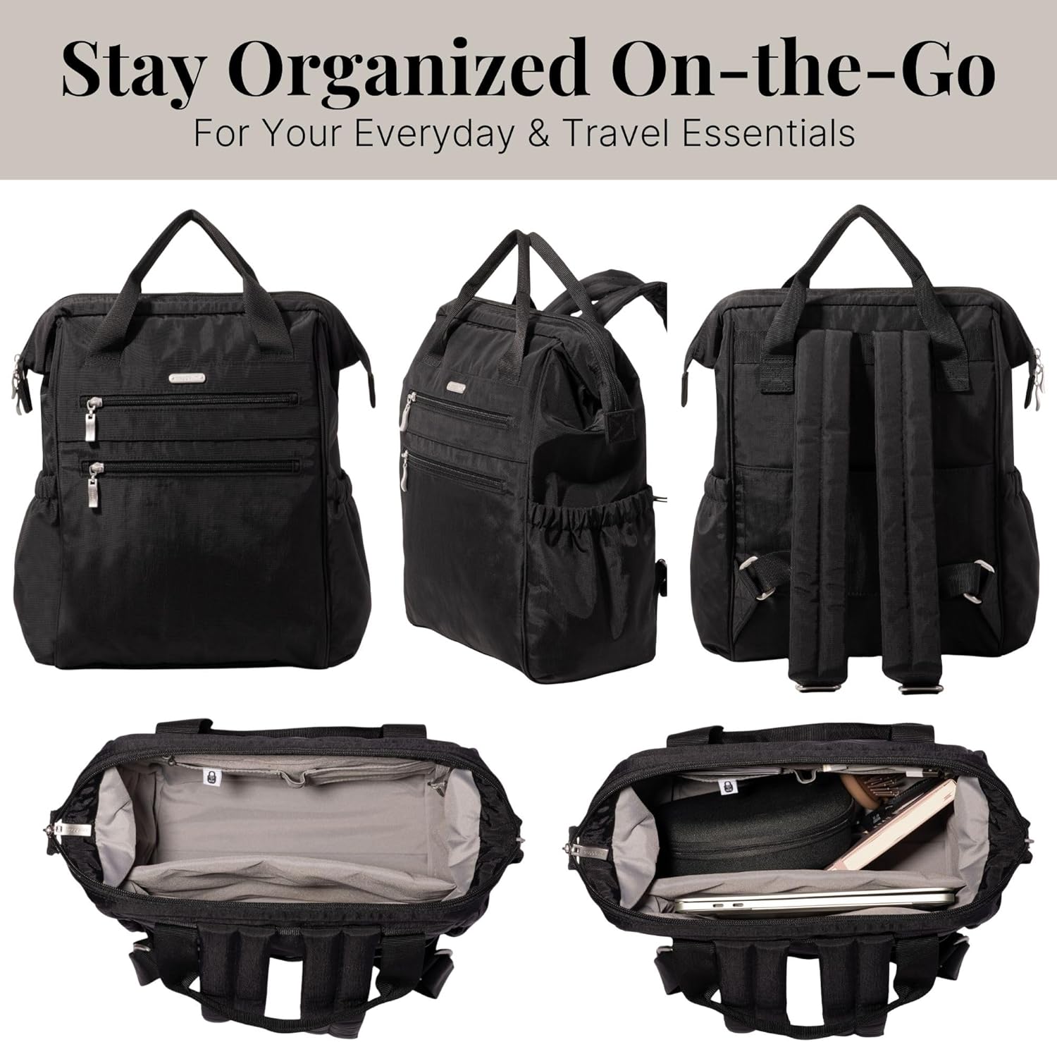 Baggallini City Scape Backpack - 15"x11" Lightweight Work Travel Bag w/Luggage Sleeve & RFID - Image 4