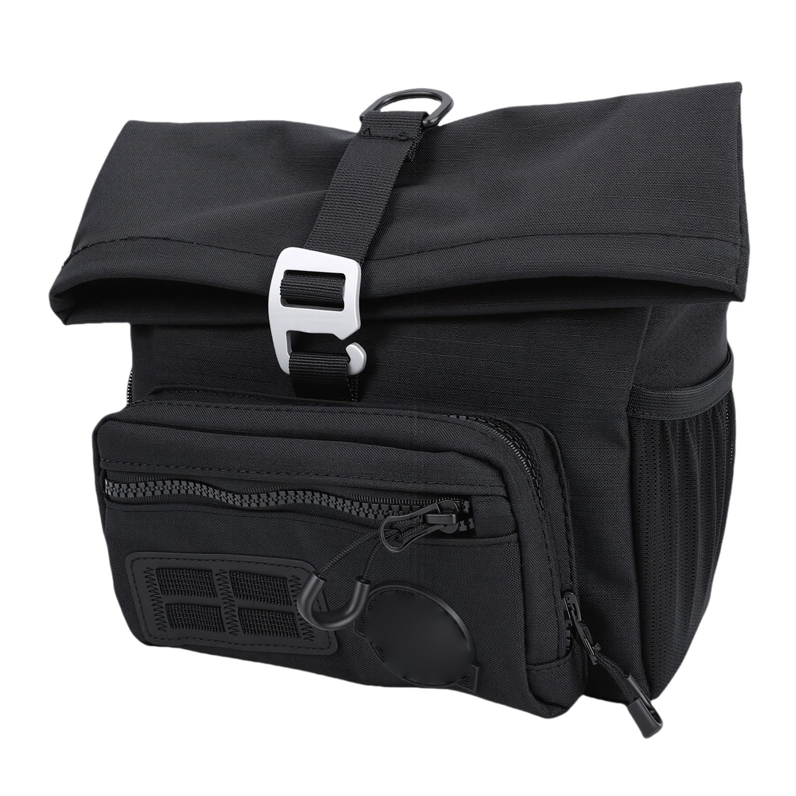 Dpofirs Borsa da Manubrio per Bici, Custodia Anteriore per Bici, Borsa da Manubrio a Sgancio Rapido con Tracolla Staccabile e Copertura Antipioggia, per e Altre Pieghevoli (BLACK)