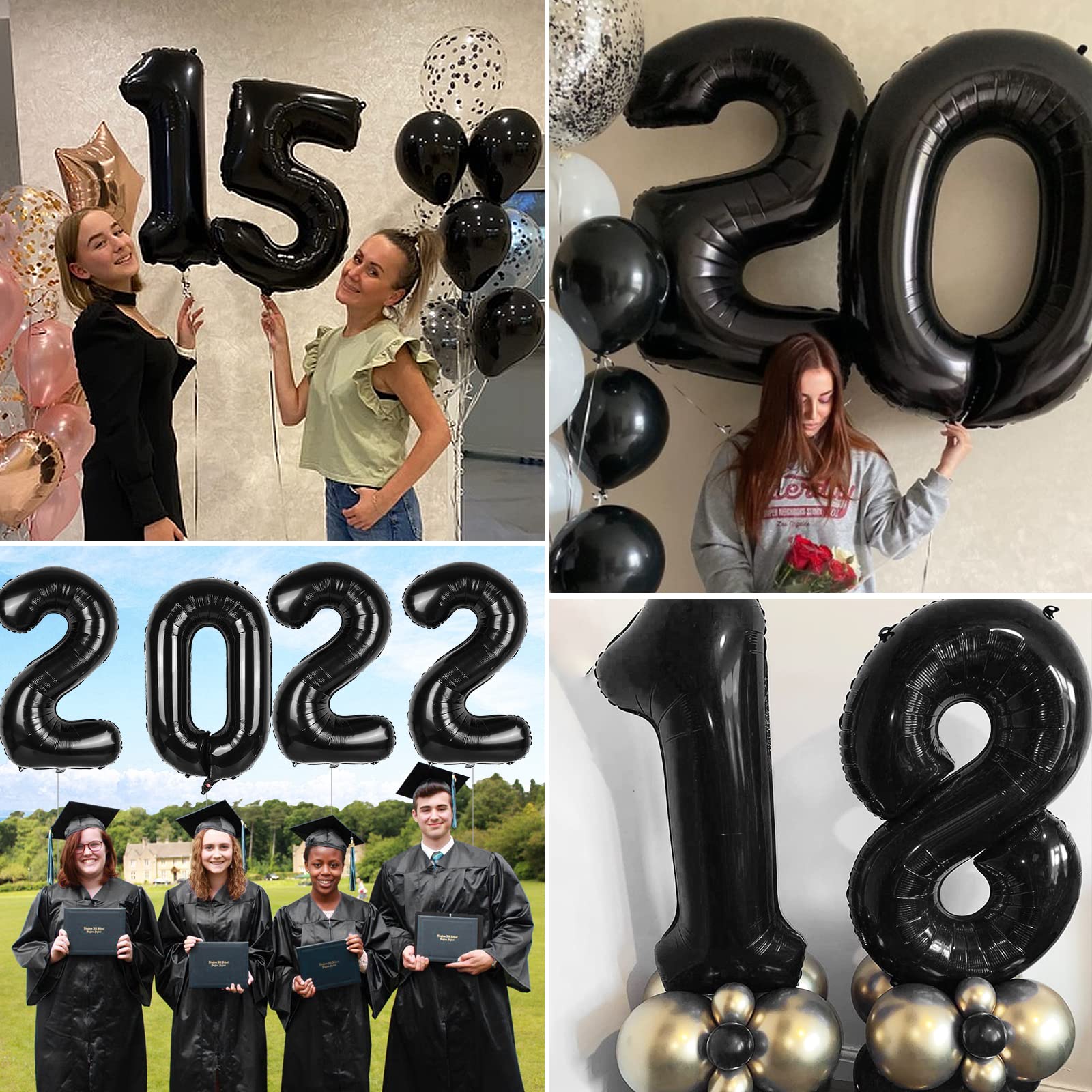 Amazon | 巨大な黒い風船 数字21,40インチ ブラック 21st マイラー