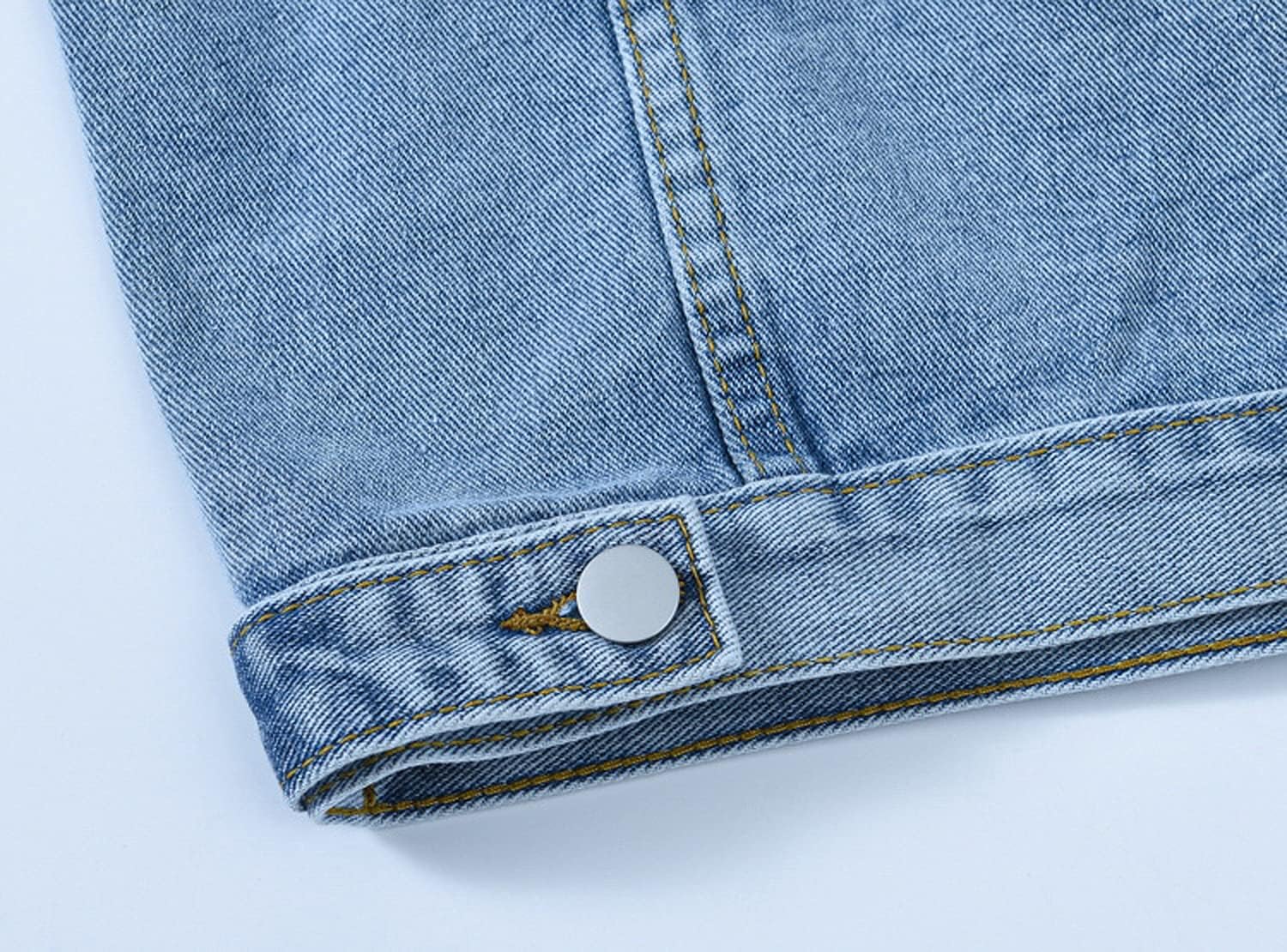 loveimgs Women's Classic Collared Button Down Distressed Oversize Boyfriend Unlined Denim Trucker Shacket Jacket - Image 5