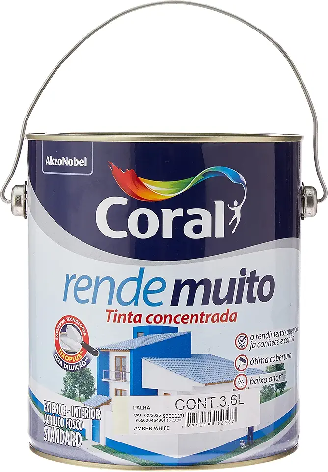 Tinta Coral Rende Muito Acrílica Fosca Palha 3,6L